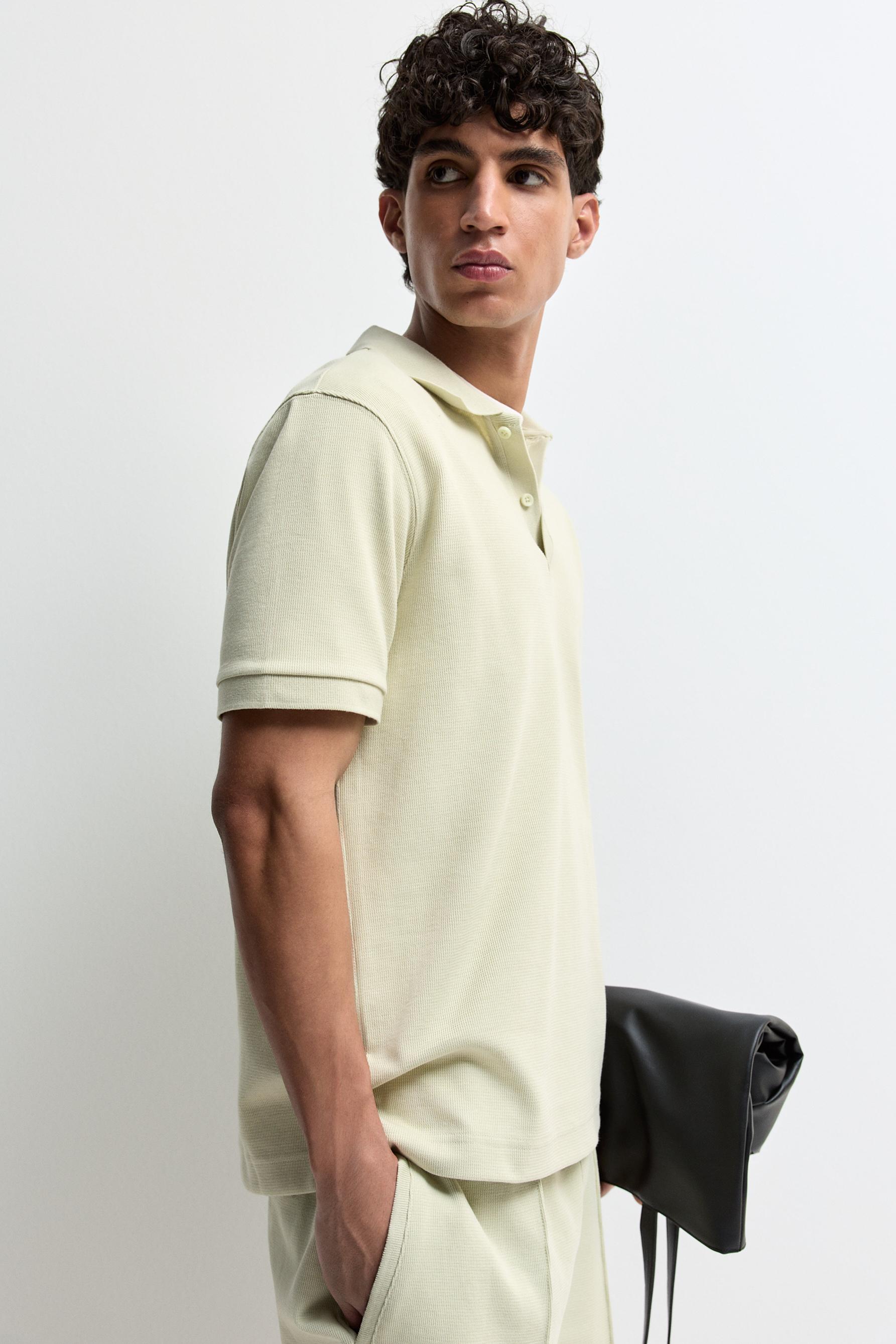 Basic textured polo shirt — APPLE GREEN