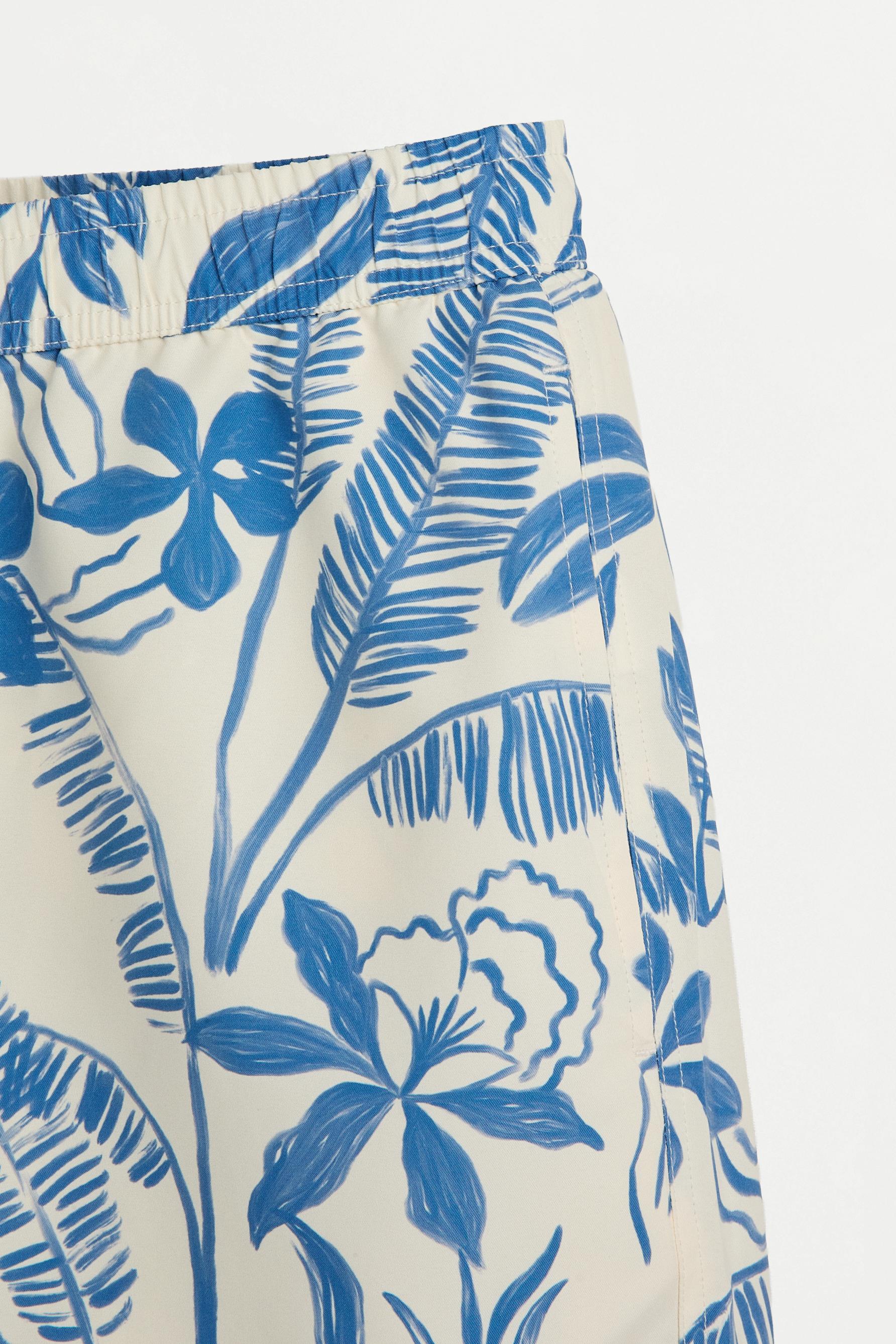 Printed long swim shorts — WHITE