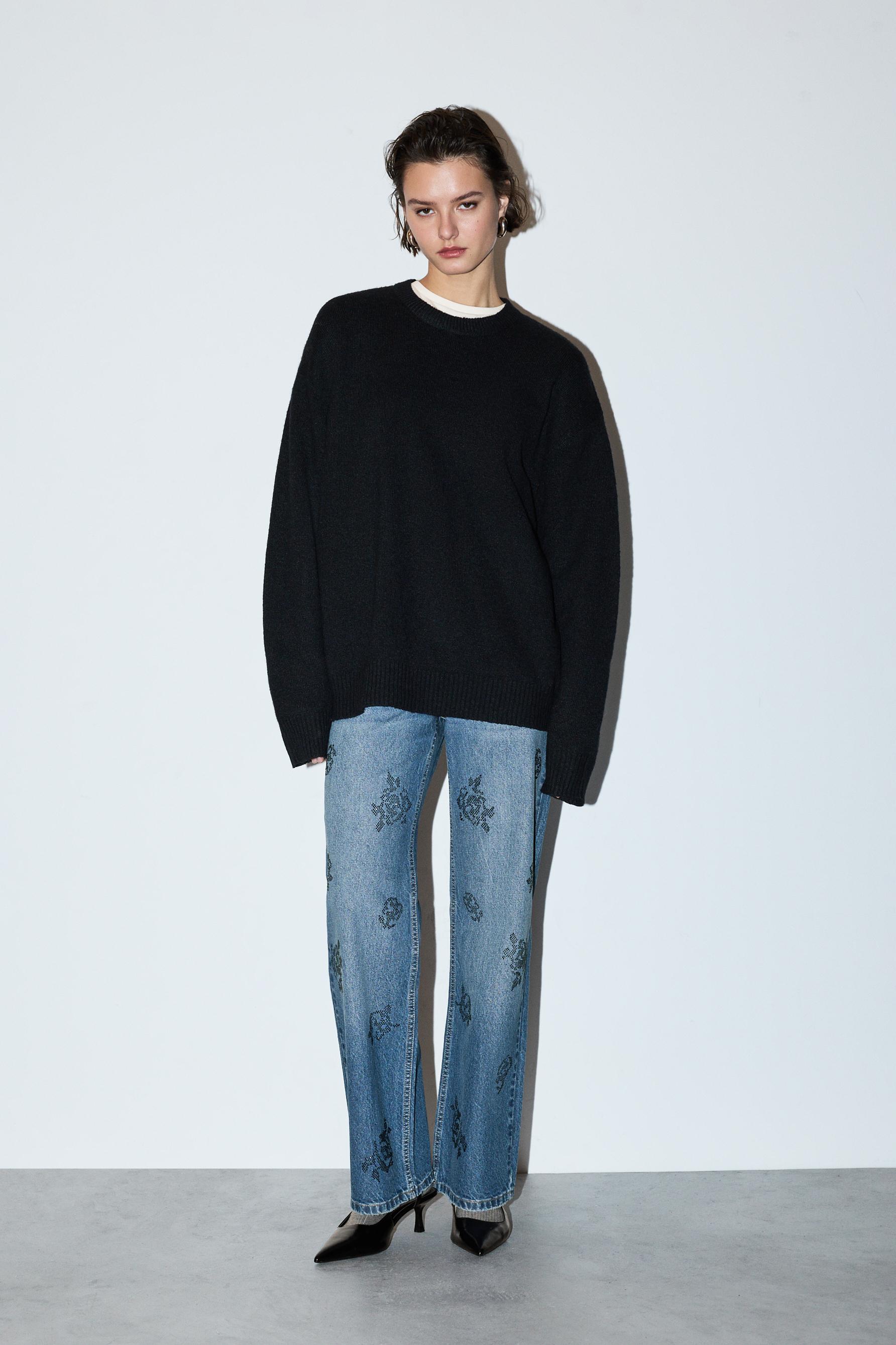 Jeans slim wide strass