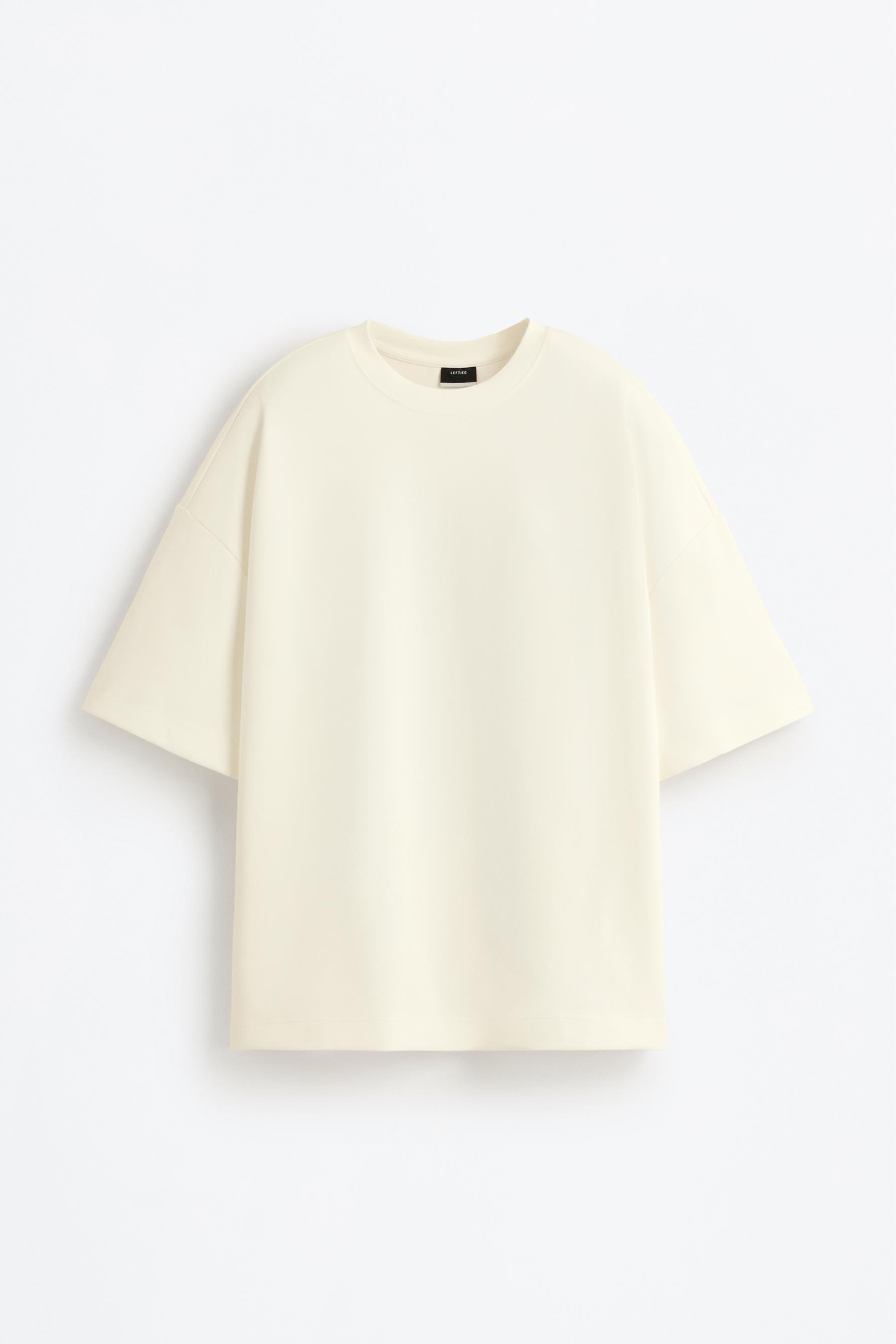 Interlock neoprene-effect T-shirt — OFF WHITE