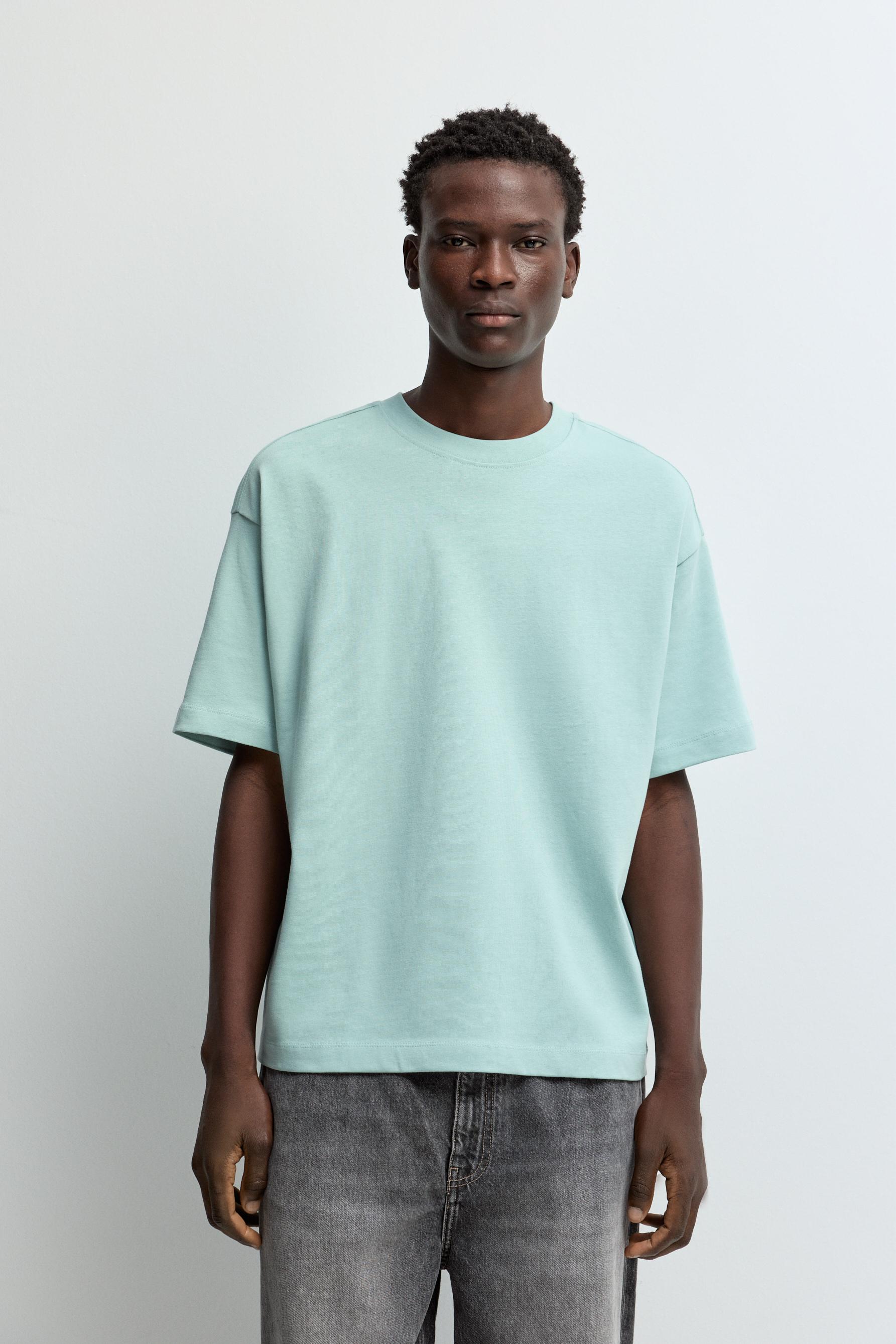 Boxy medium weight T-shirt — PALE TURQUOISE