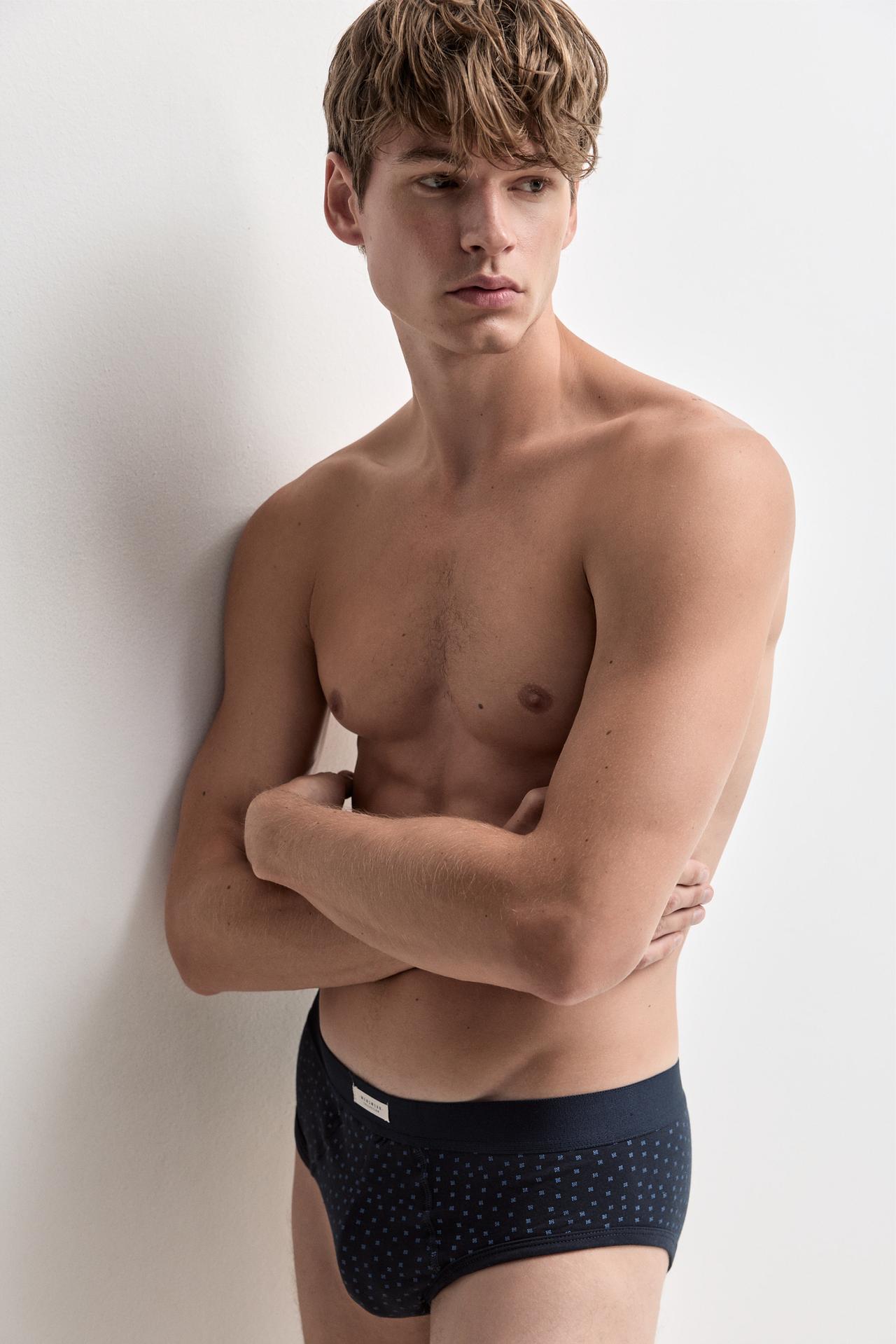 Pack of 5 contrast briefs — GREY/BLUE
