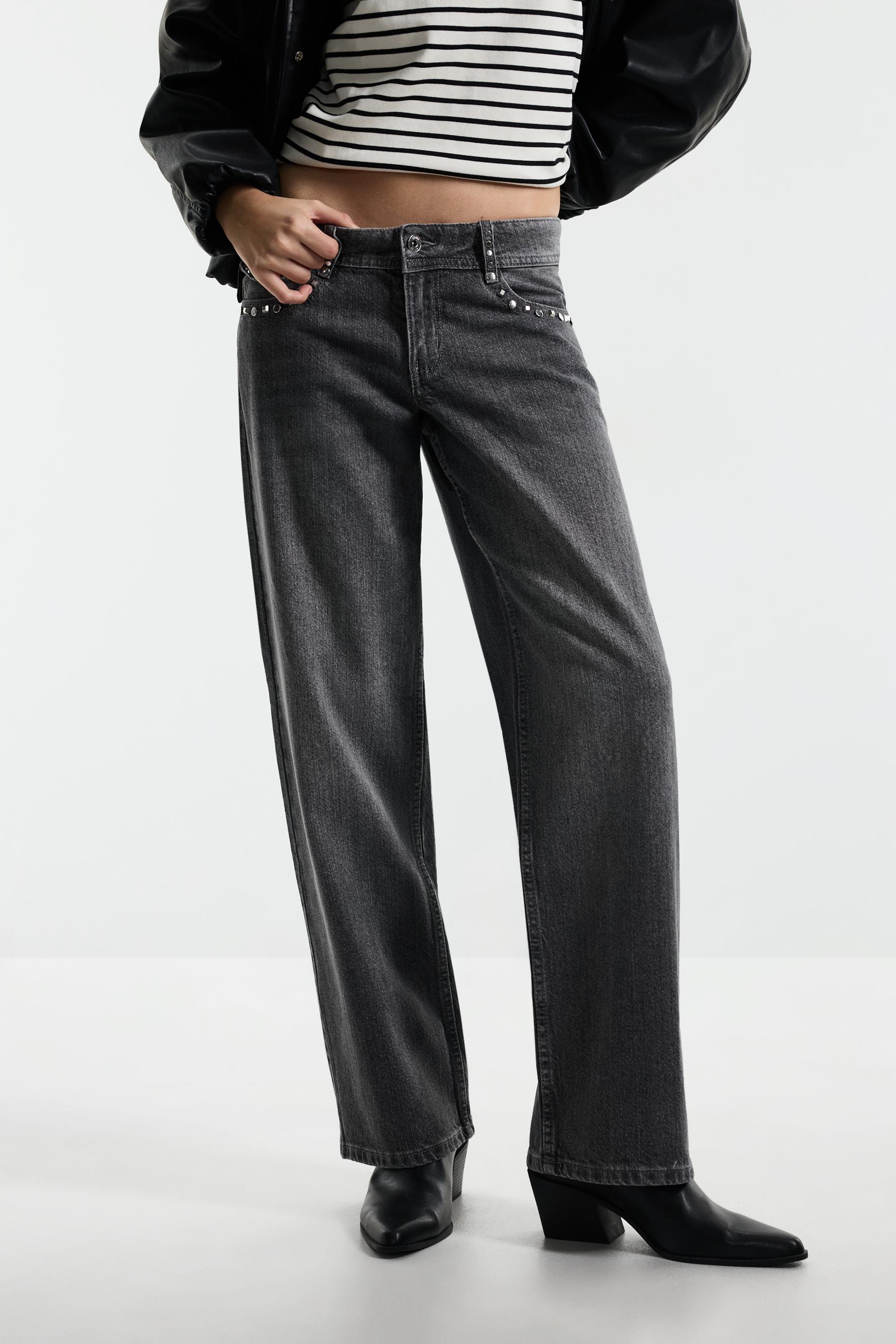 Straight-leg stud jeans — GREY
