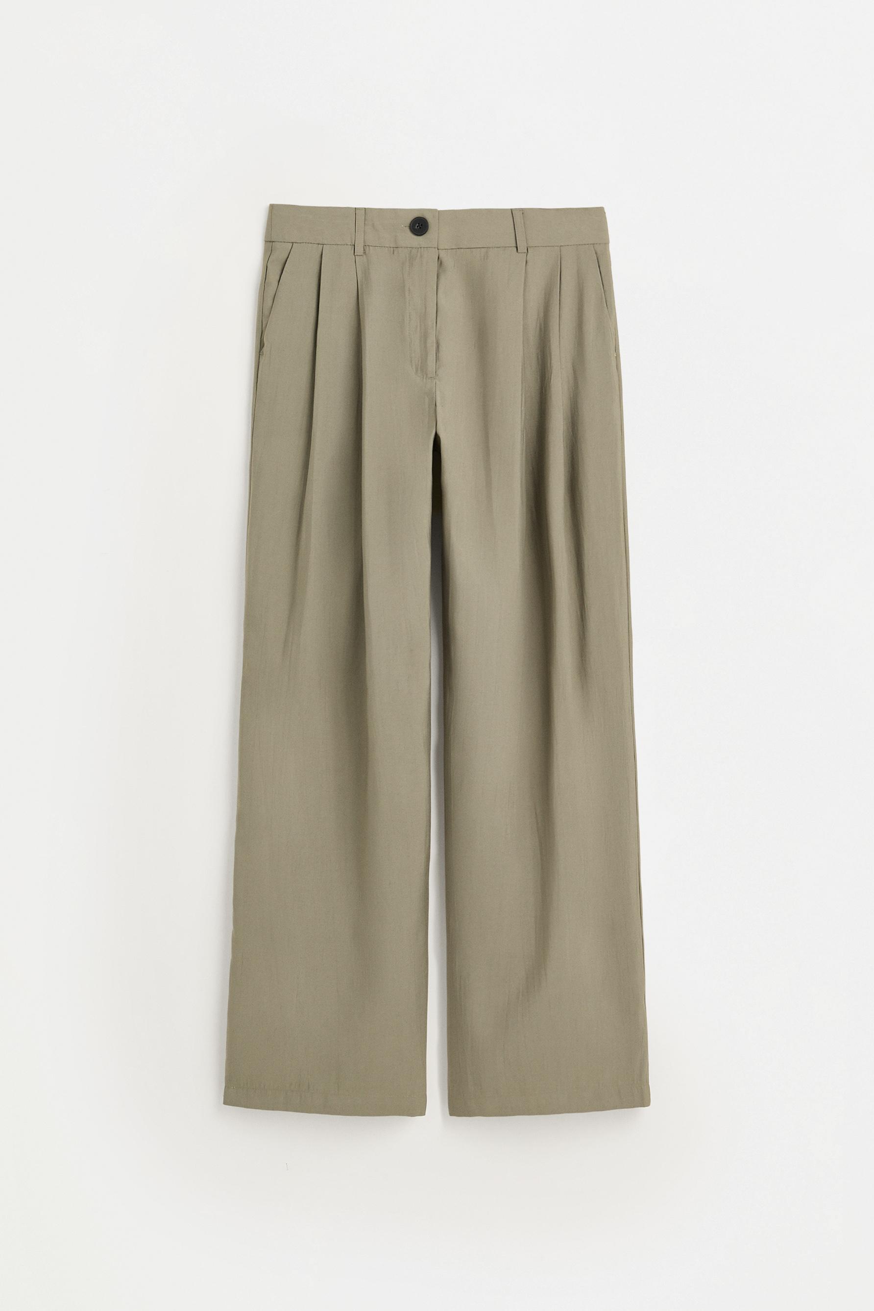 Flowing wide-leg trousers — PALE KHAKI