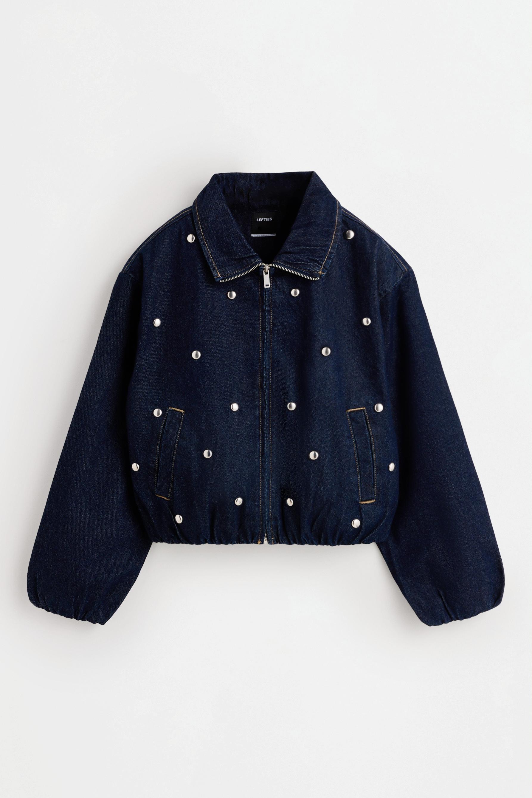 Denim jacket with studs — NAVY
