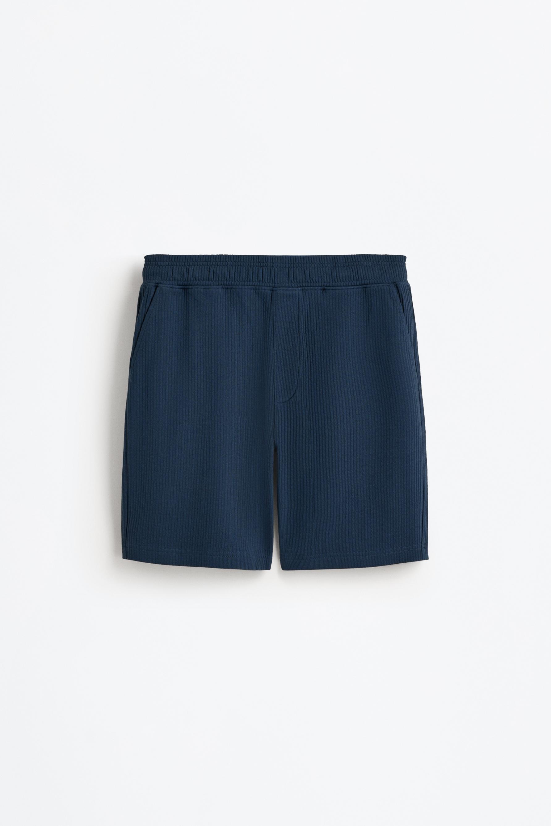 Textured tracksuit Bermuda shorts — OCEAN BLUE