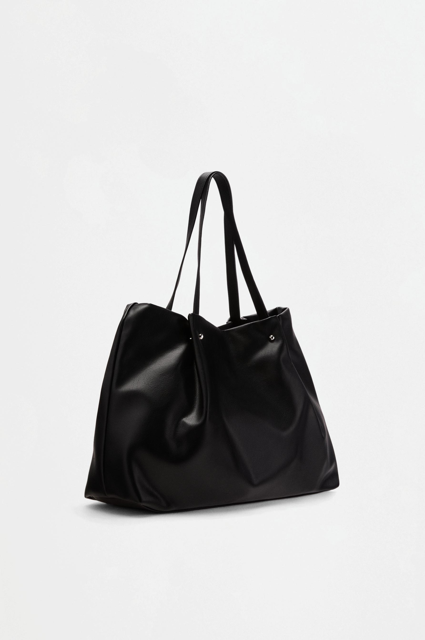 Faux suede tote bag — BLACK