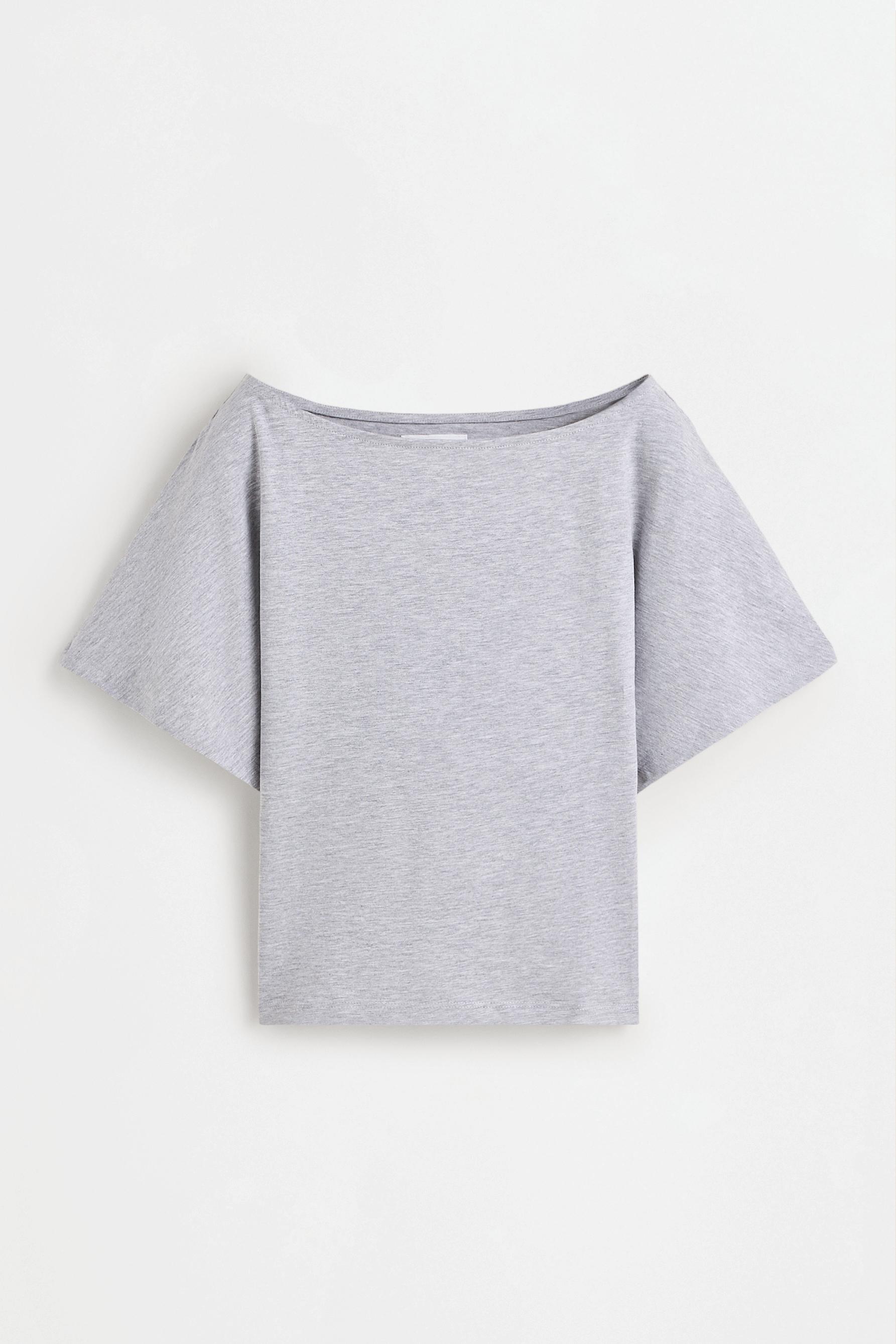 Batwing sleeve top — GREY MARL