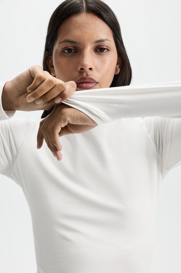 Round neck long sleeve T-shirt — OFF WHITE 3