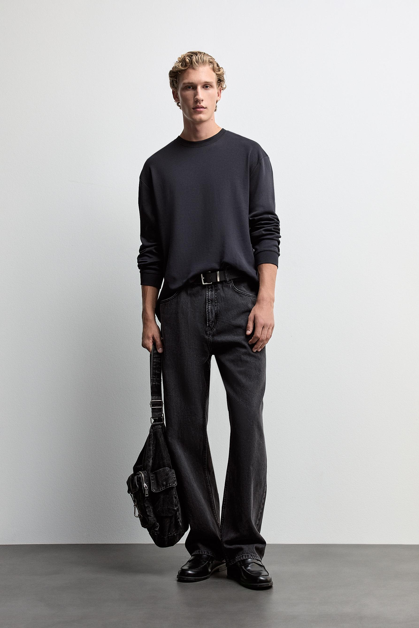 Long sleeve interlock T-shirt — BLACK