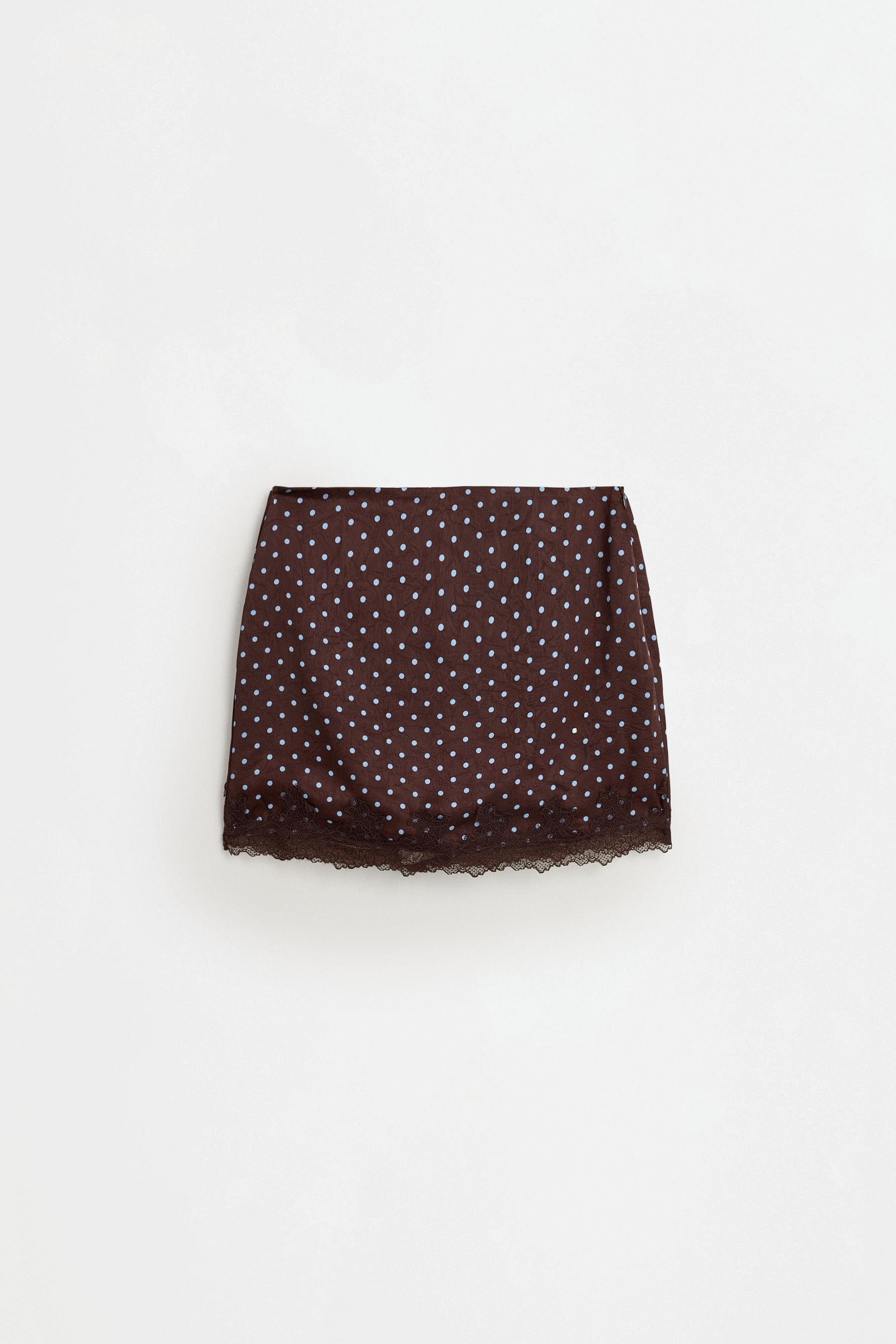 Printed lace skort — BROWN/BLUE
