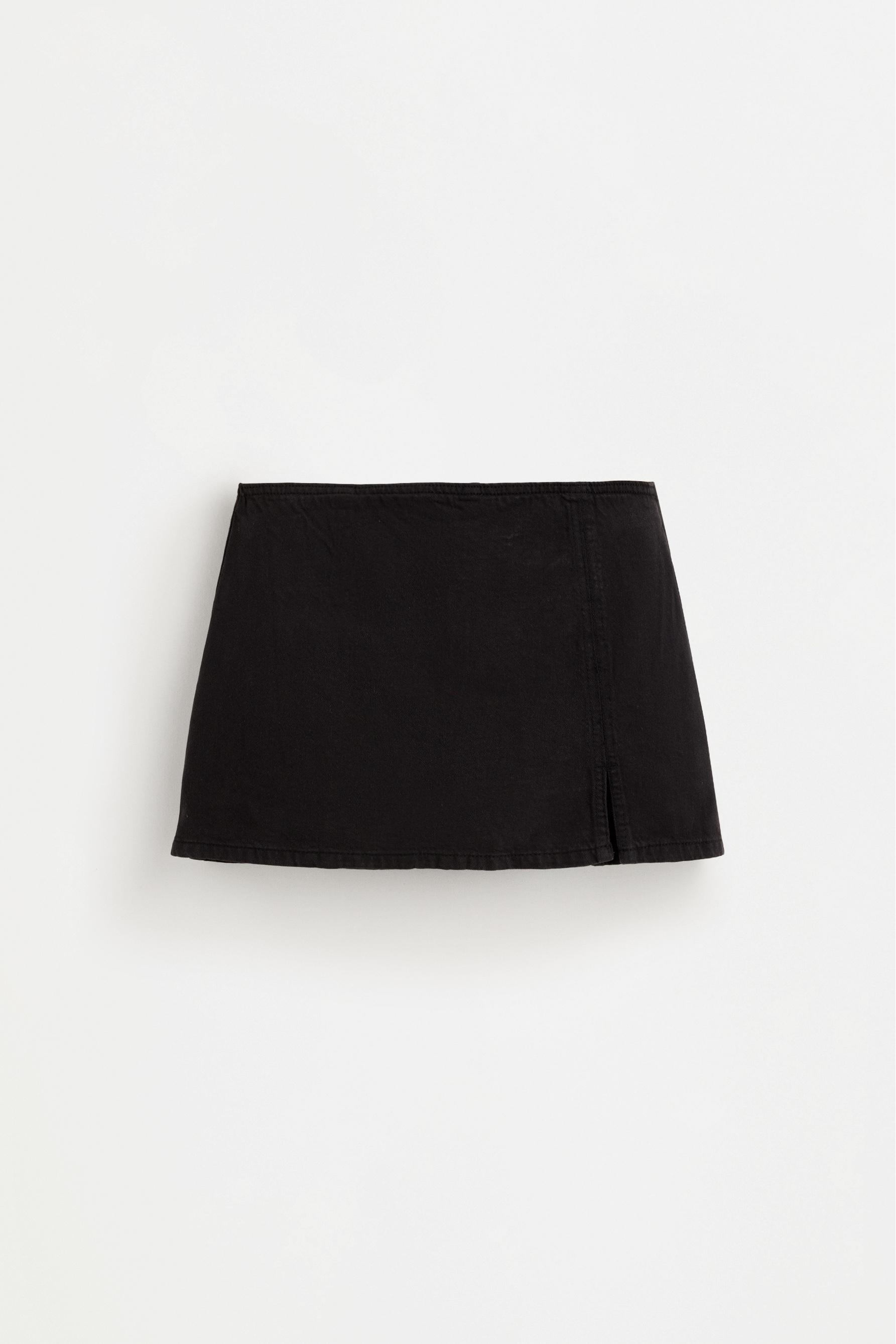 Denim skort — BLACK