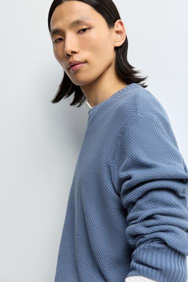 Textured knit sweater — BLUE 5