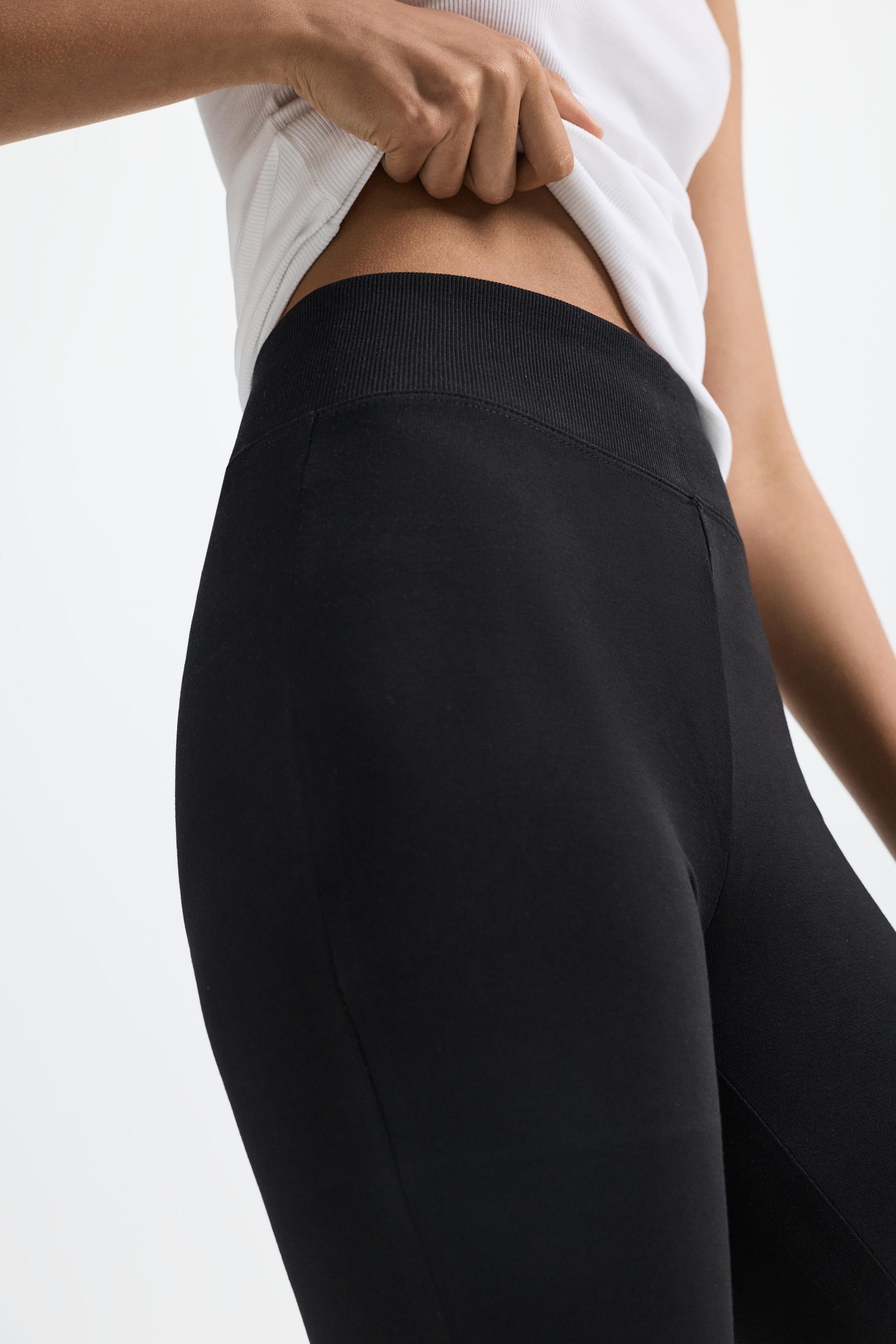 Ribbed waist bell bottom leggings — BLACK