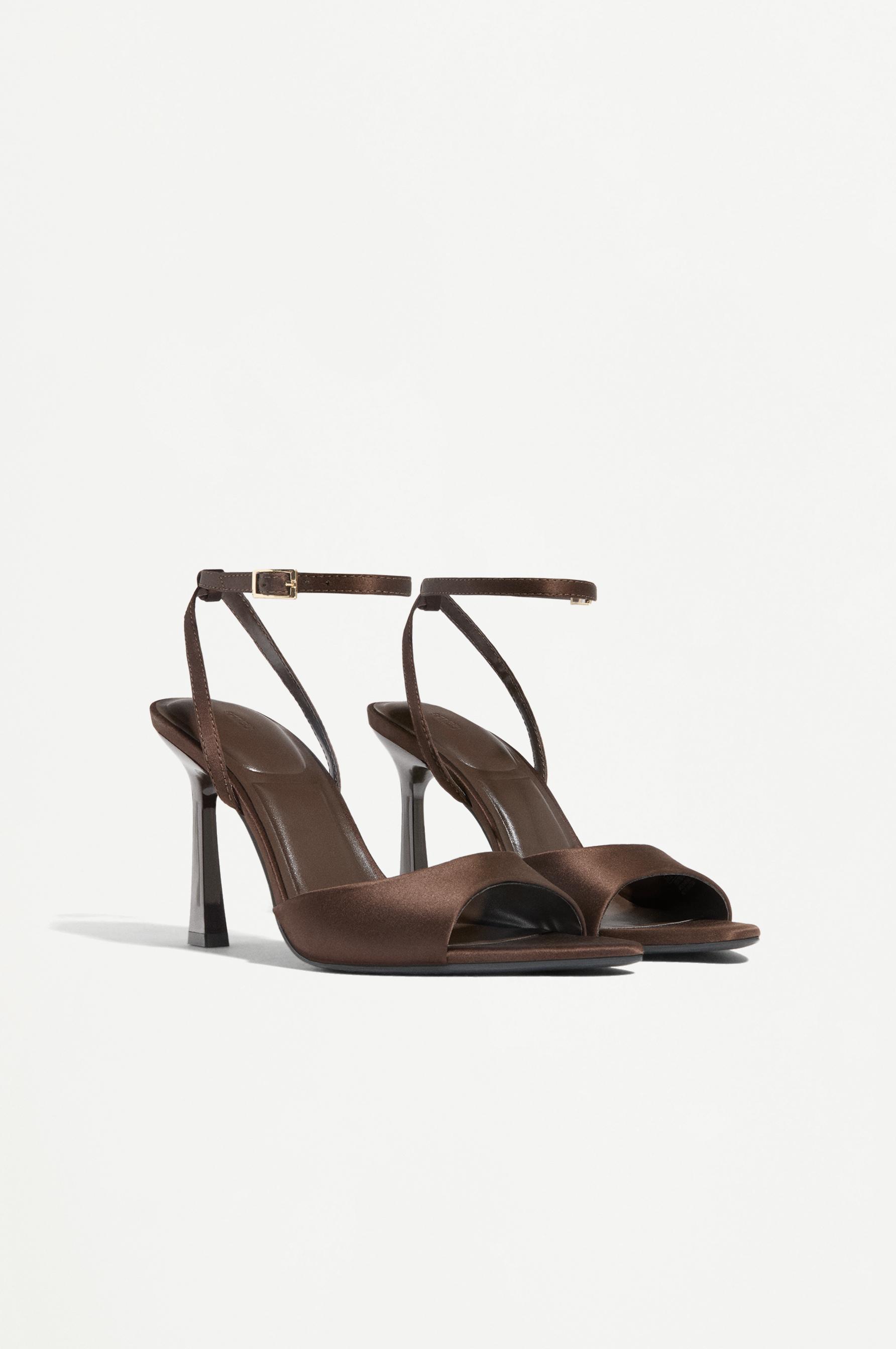 Ankle strap stiletto sandal — BROWN