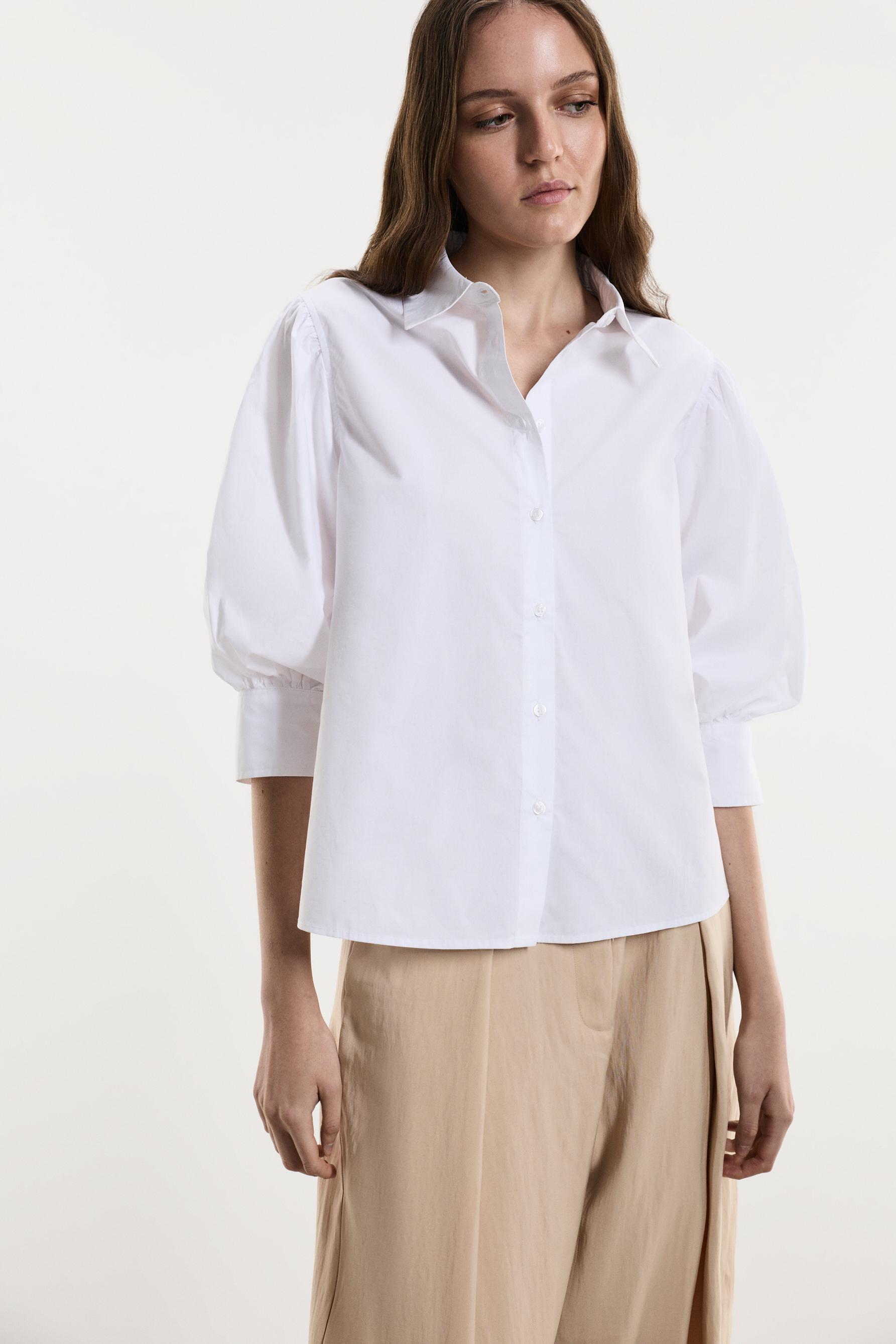 Balloon sleeve blouse — WHITE