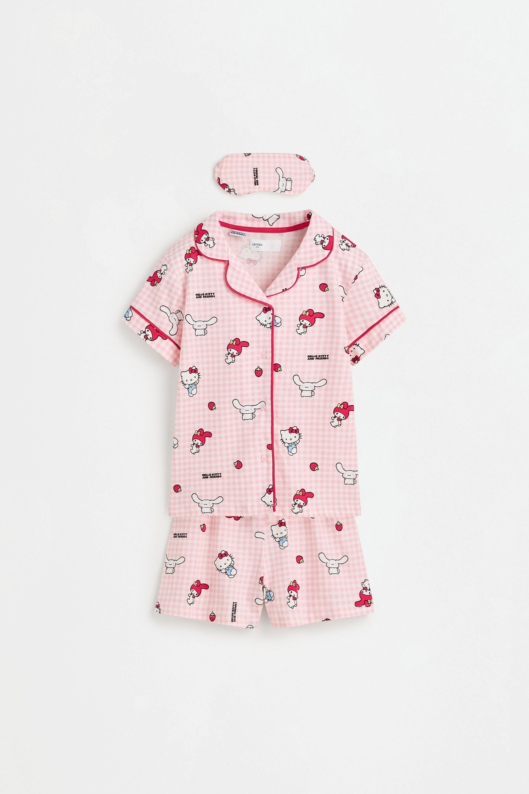 Hello Kitty ©SANRIO shirt-style pyjama set with eye mask — PINK