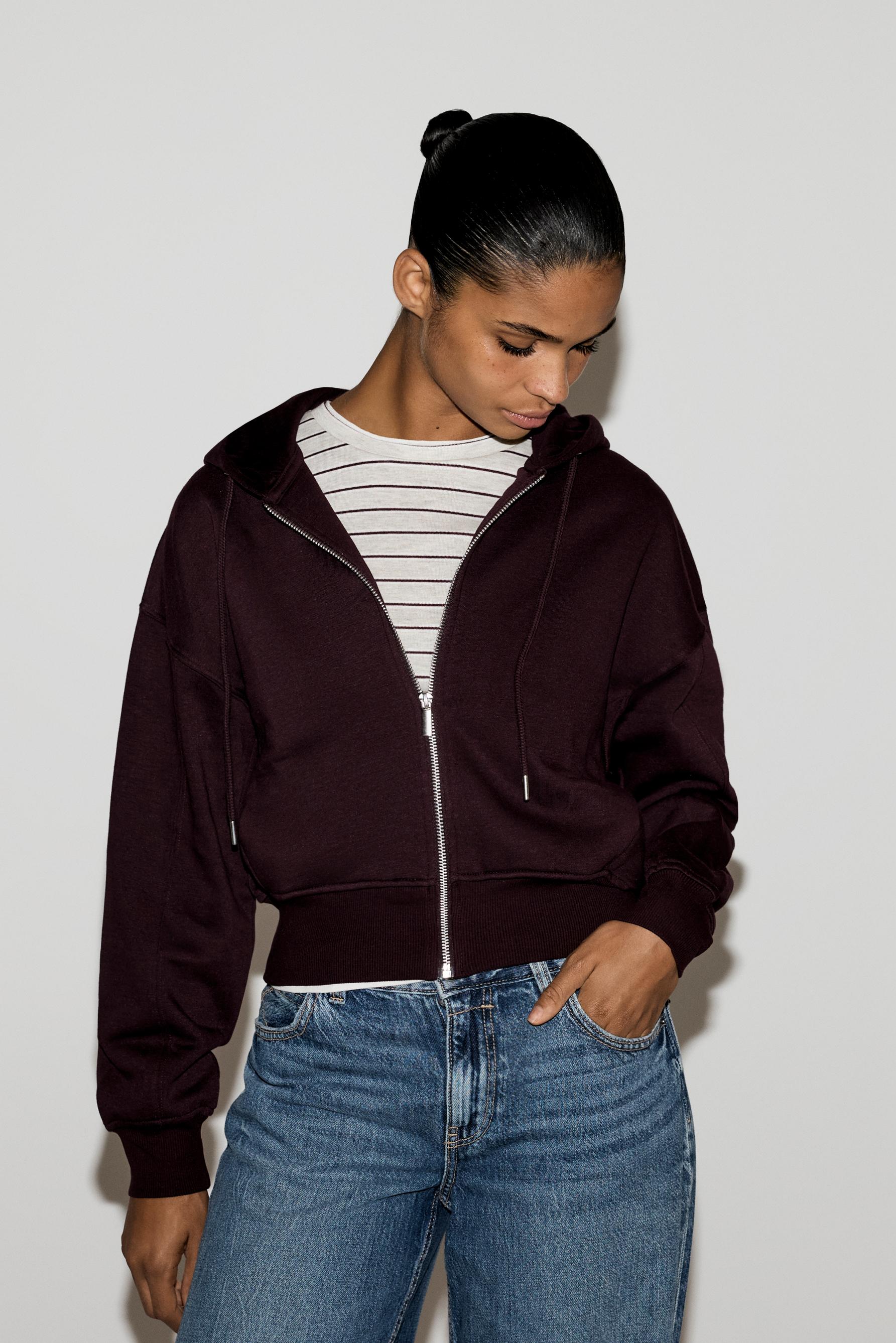 Basic zip-up sweatshirt — MAROON