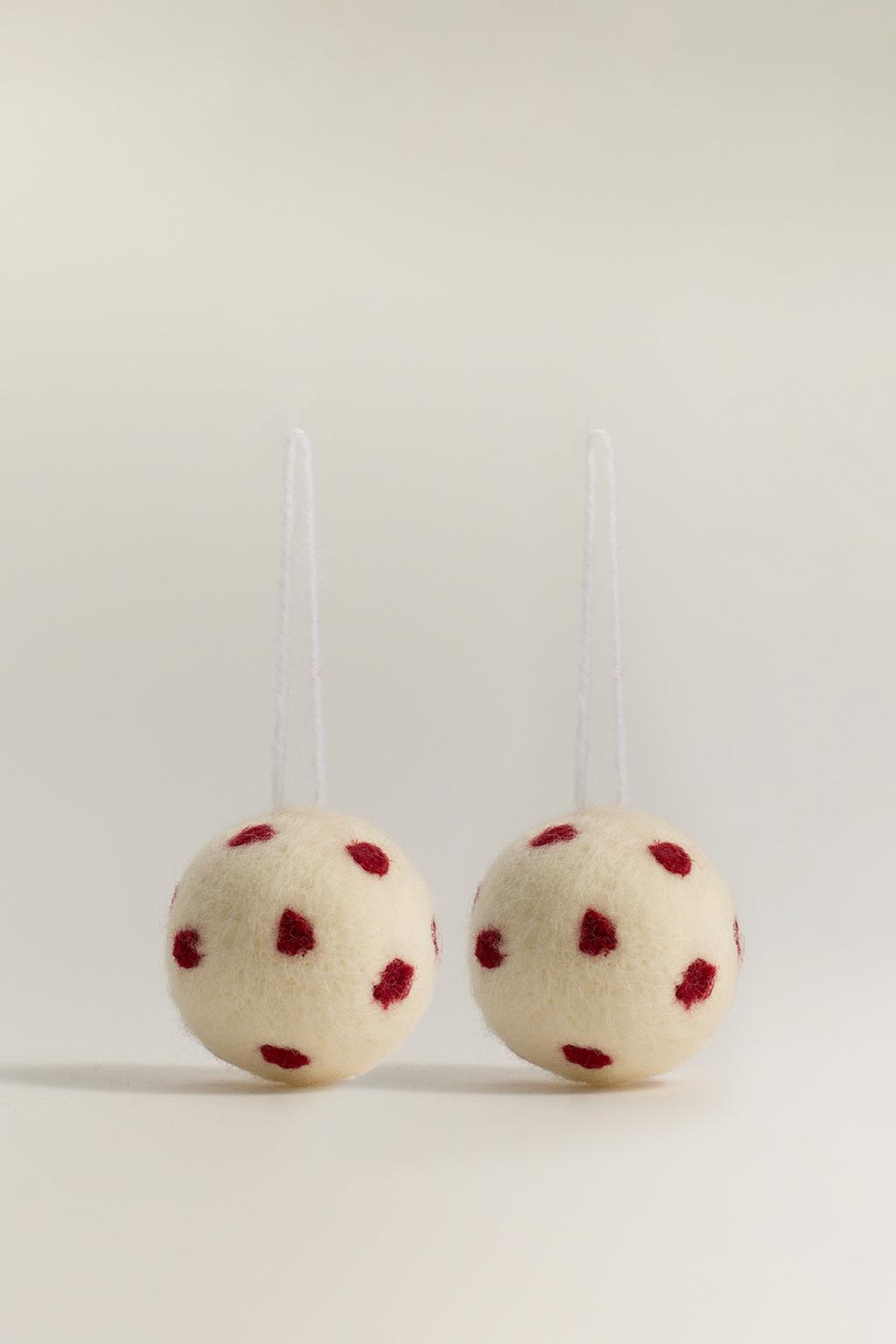 Pack 2 adorno árbol bola topos 10cm