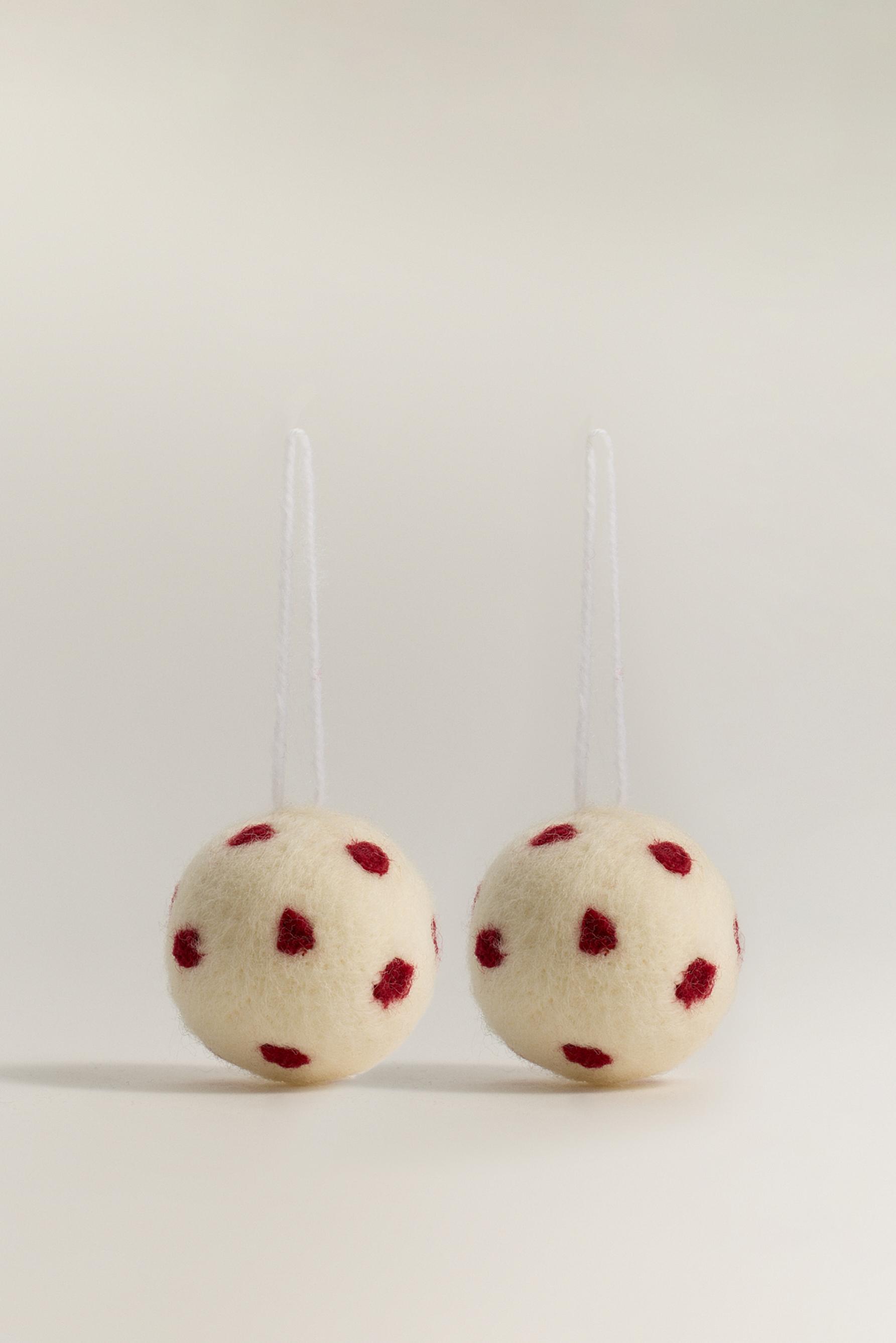 Pack 2 adorno árbol bola topos 6 cm