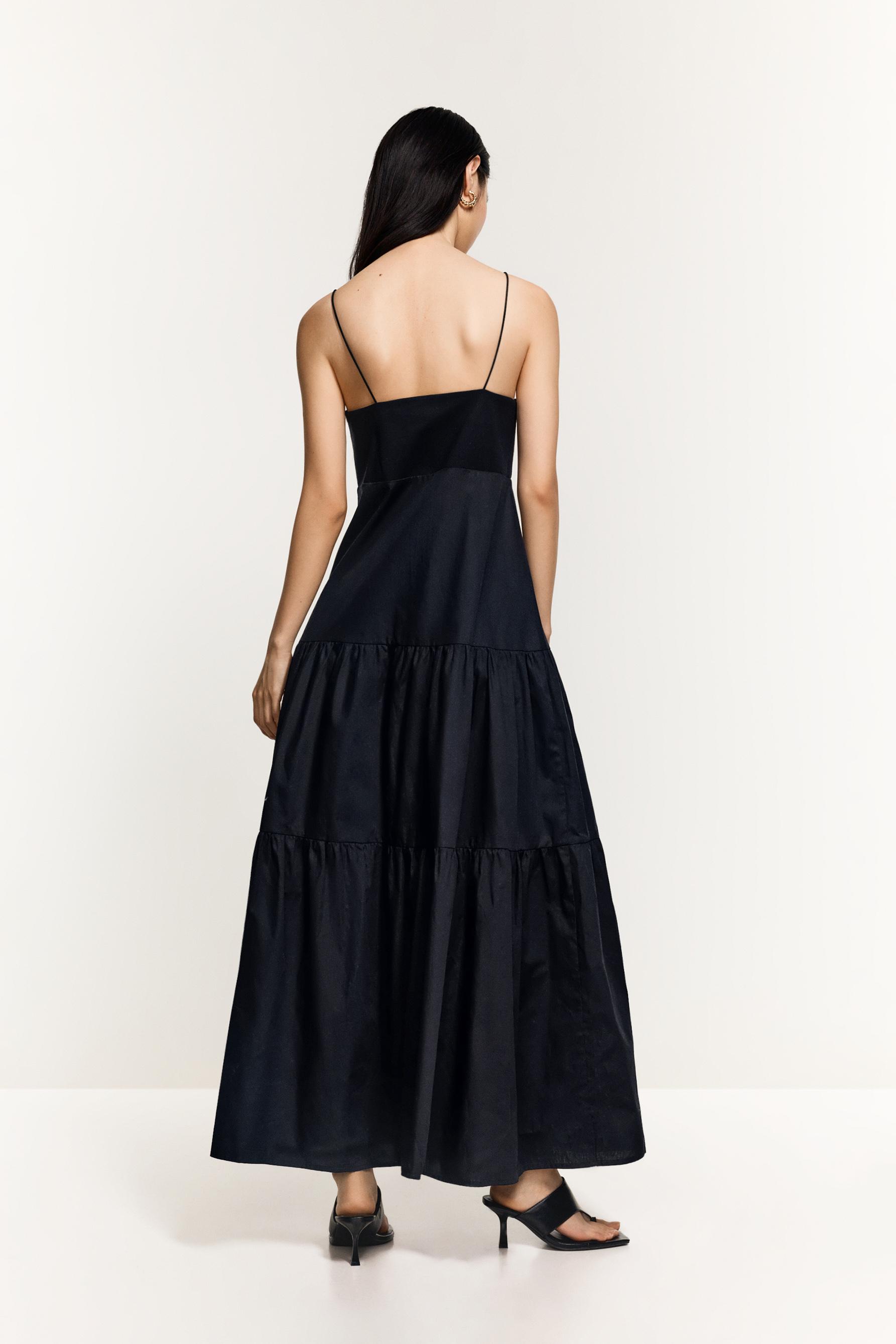 Midi dress with straps — BLACK