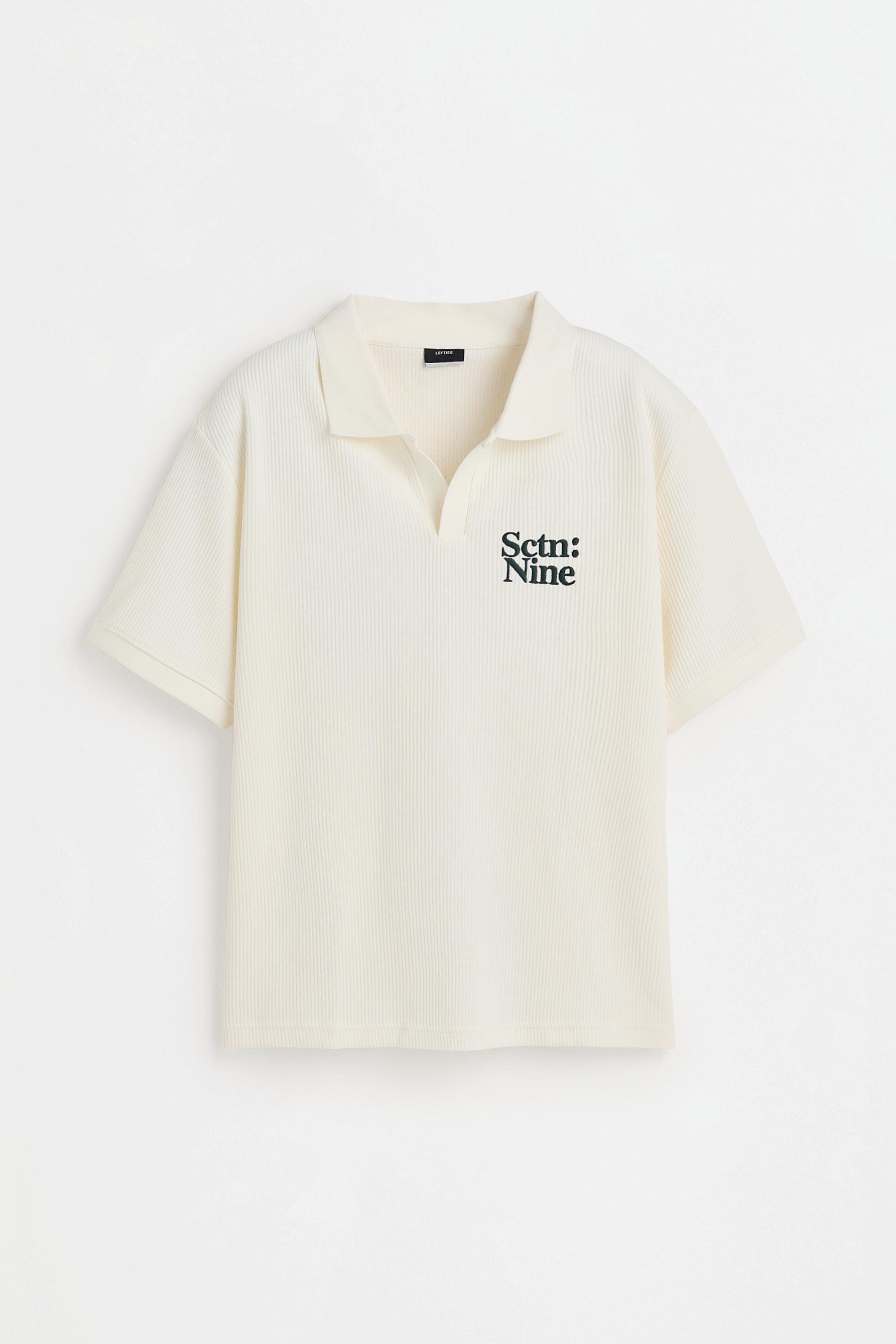 Ribbed embroidered polo shirt — OFF WHITE
