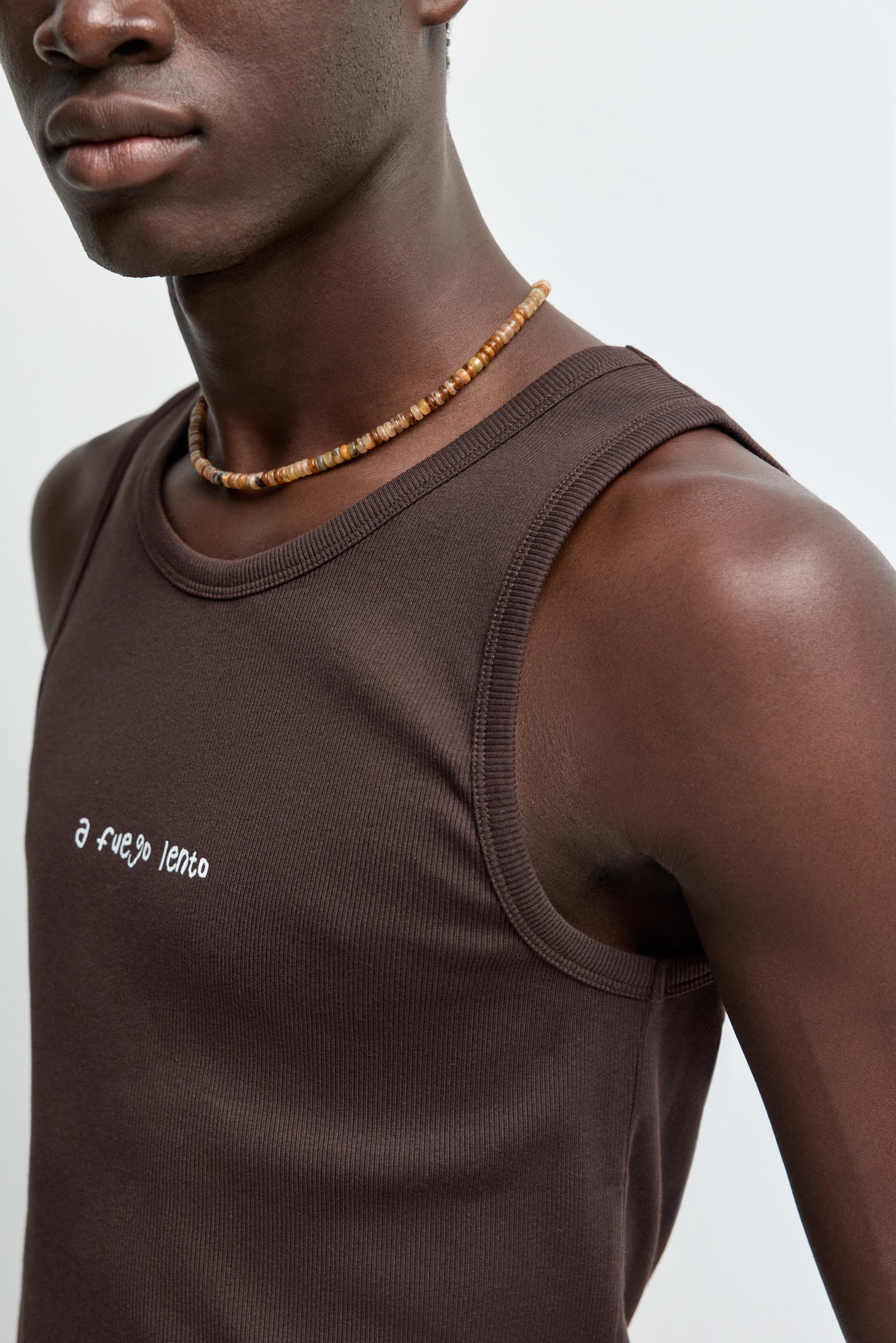 Printed strappy T-shirt — BROWN