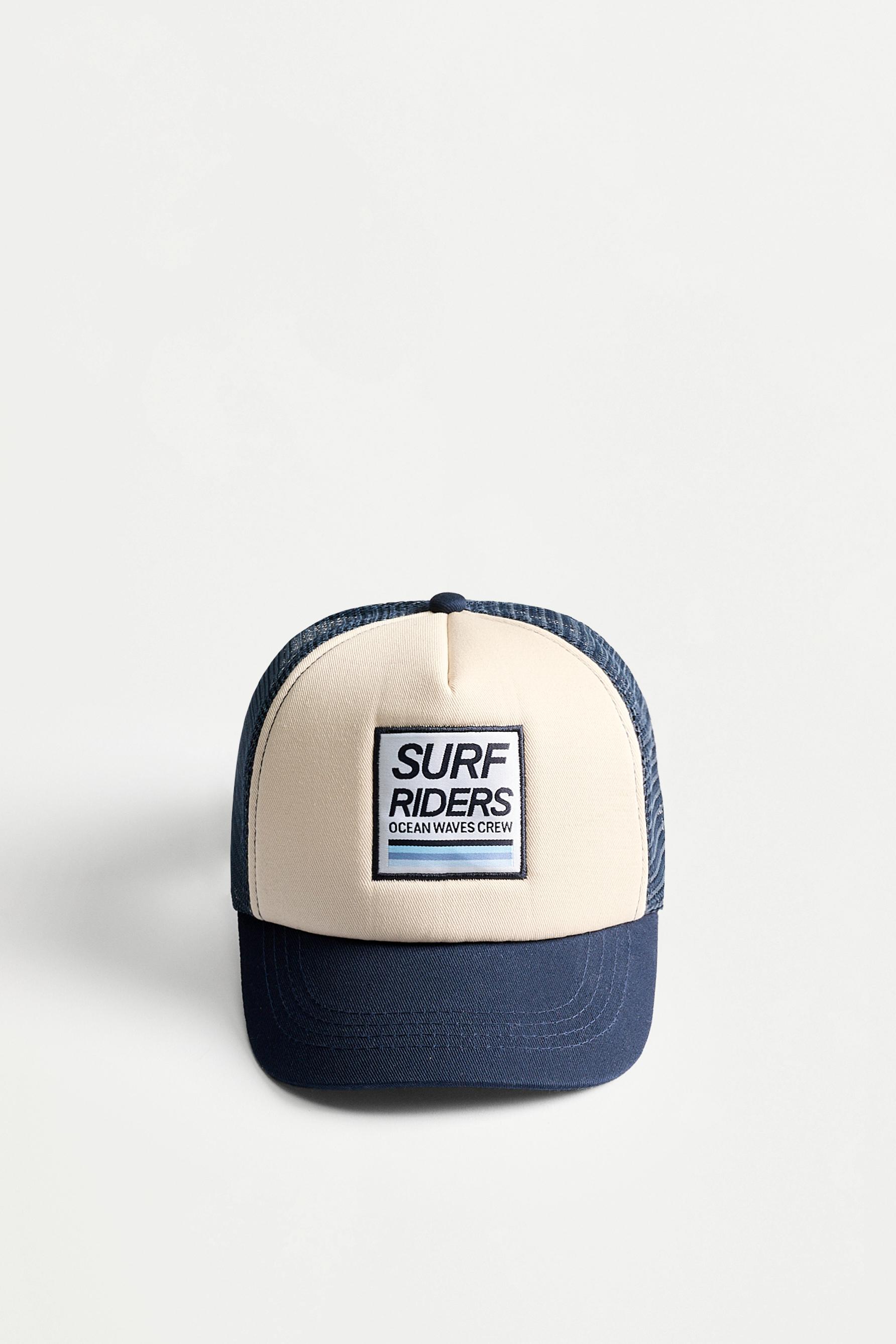 Surf Riders patch cap — ECRU/BLUE