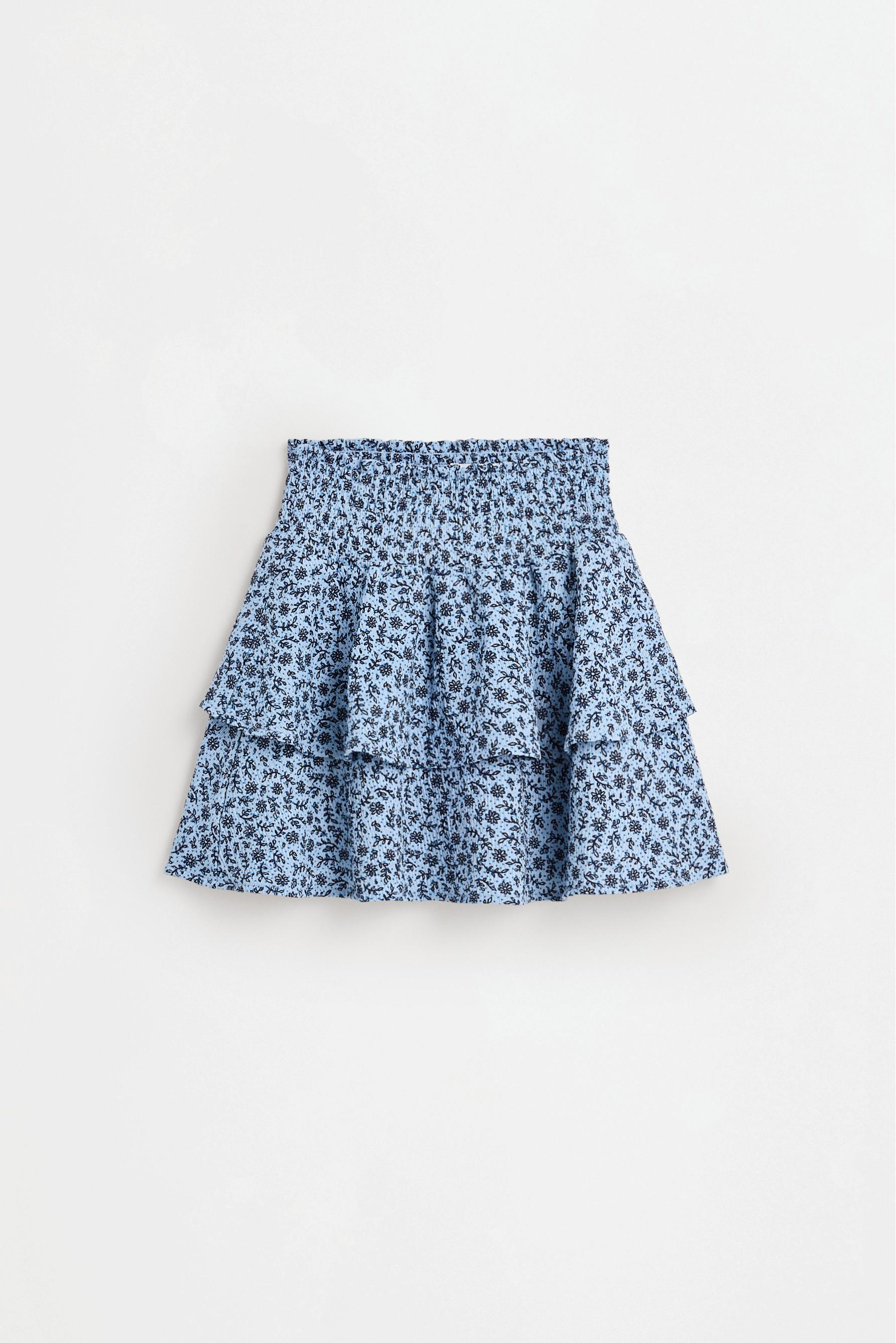 Ruffled crepe skirt — BLUE