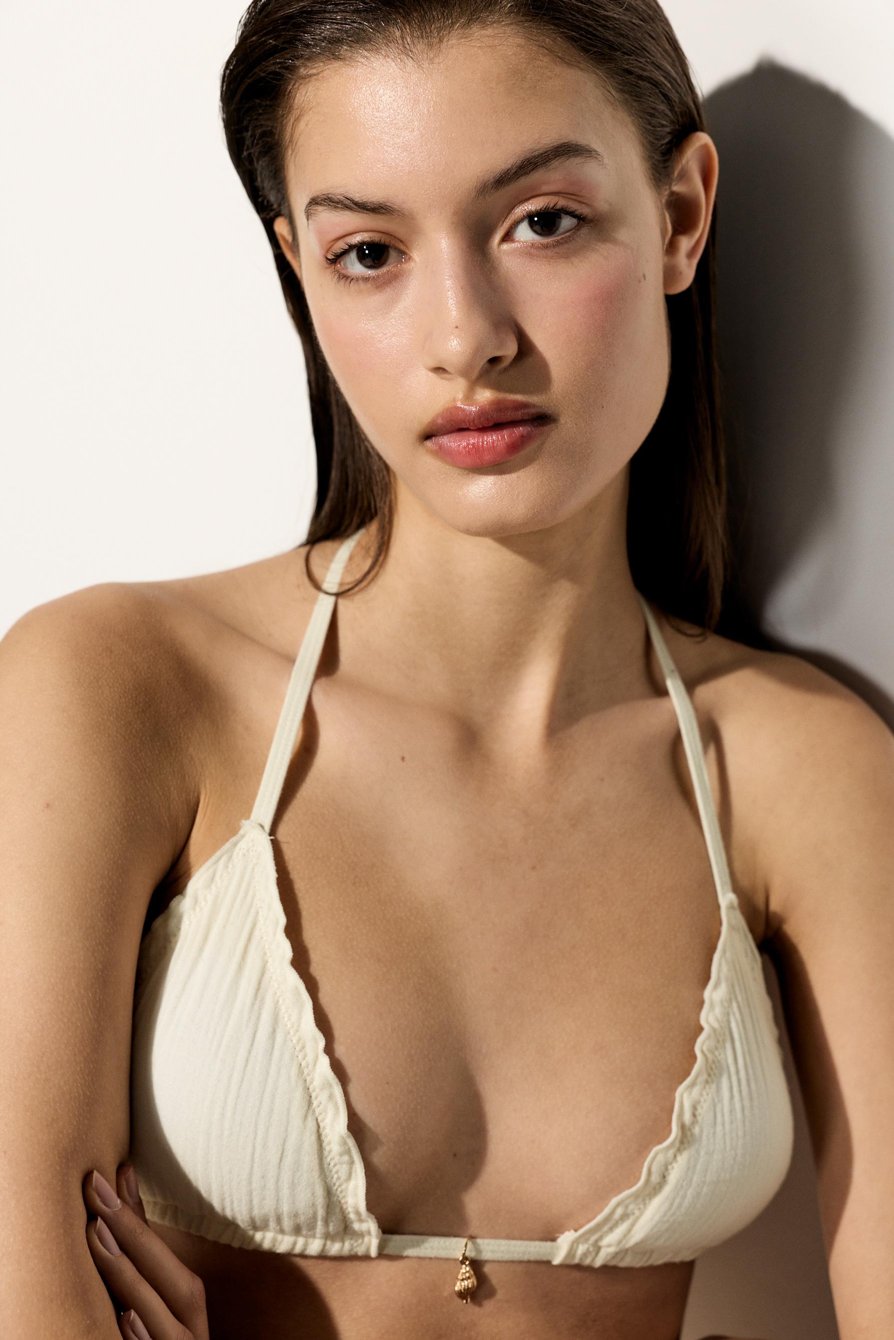 Wave charm bikini top — ECRU