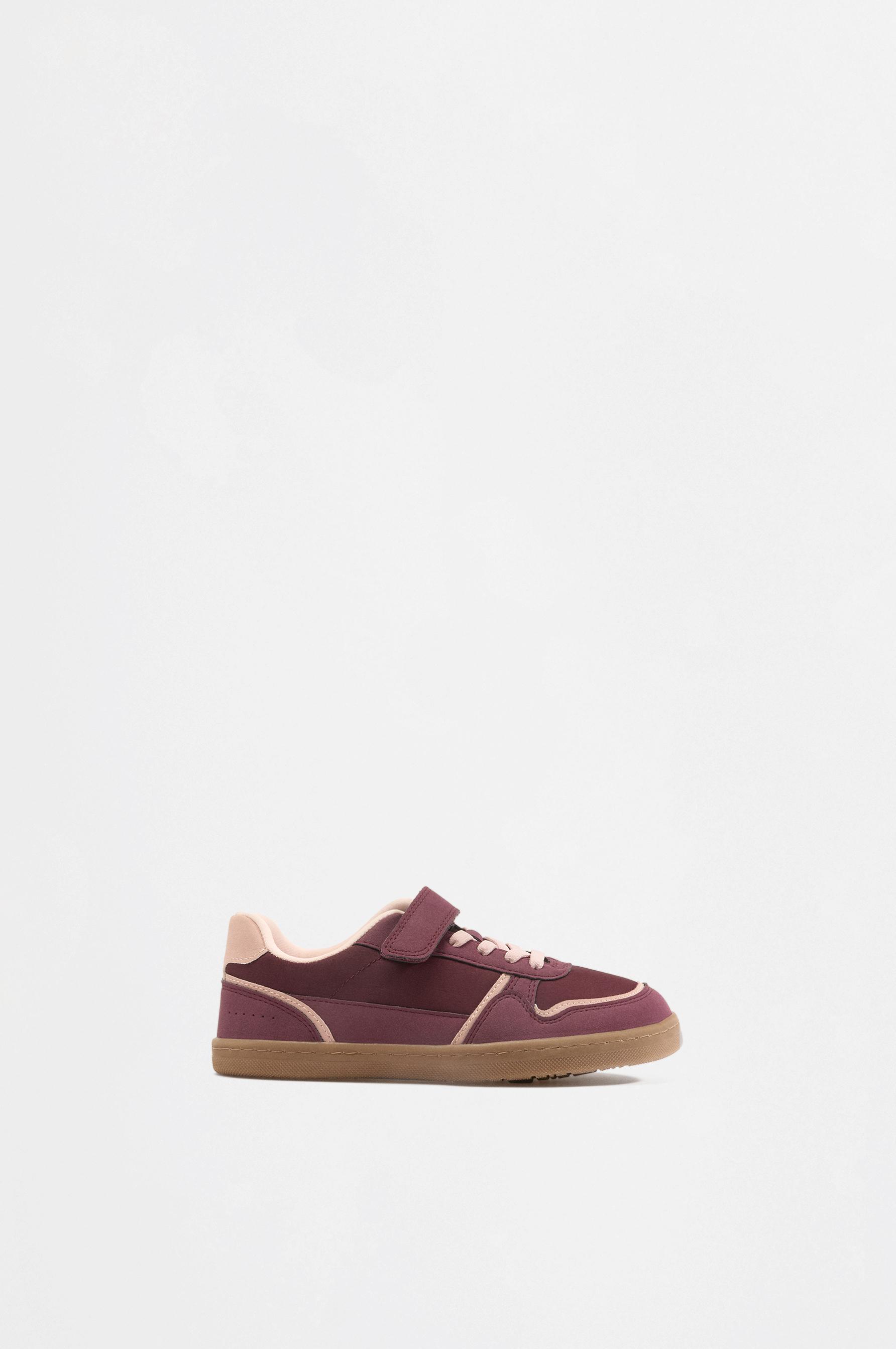 Barefoot Mixed-Material Sneakers — BURGUNDY