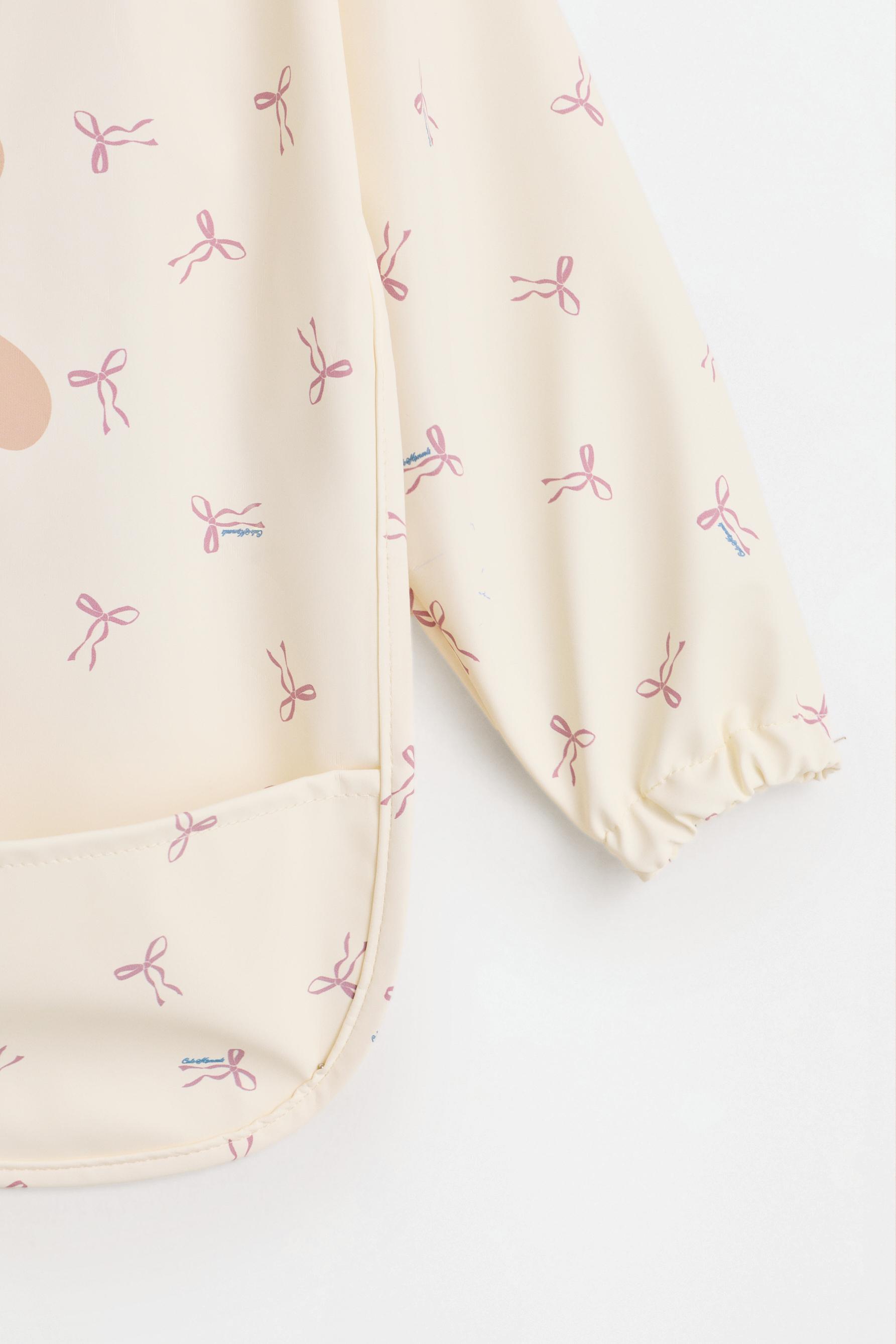 Bear print long sleeve bib — BEIGE