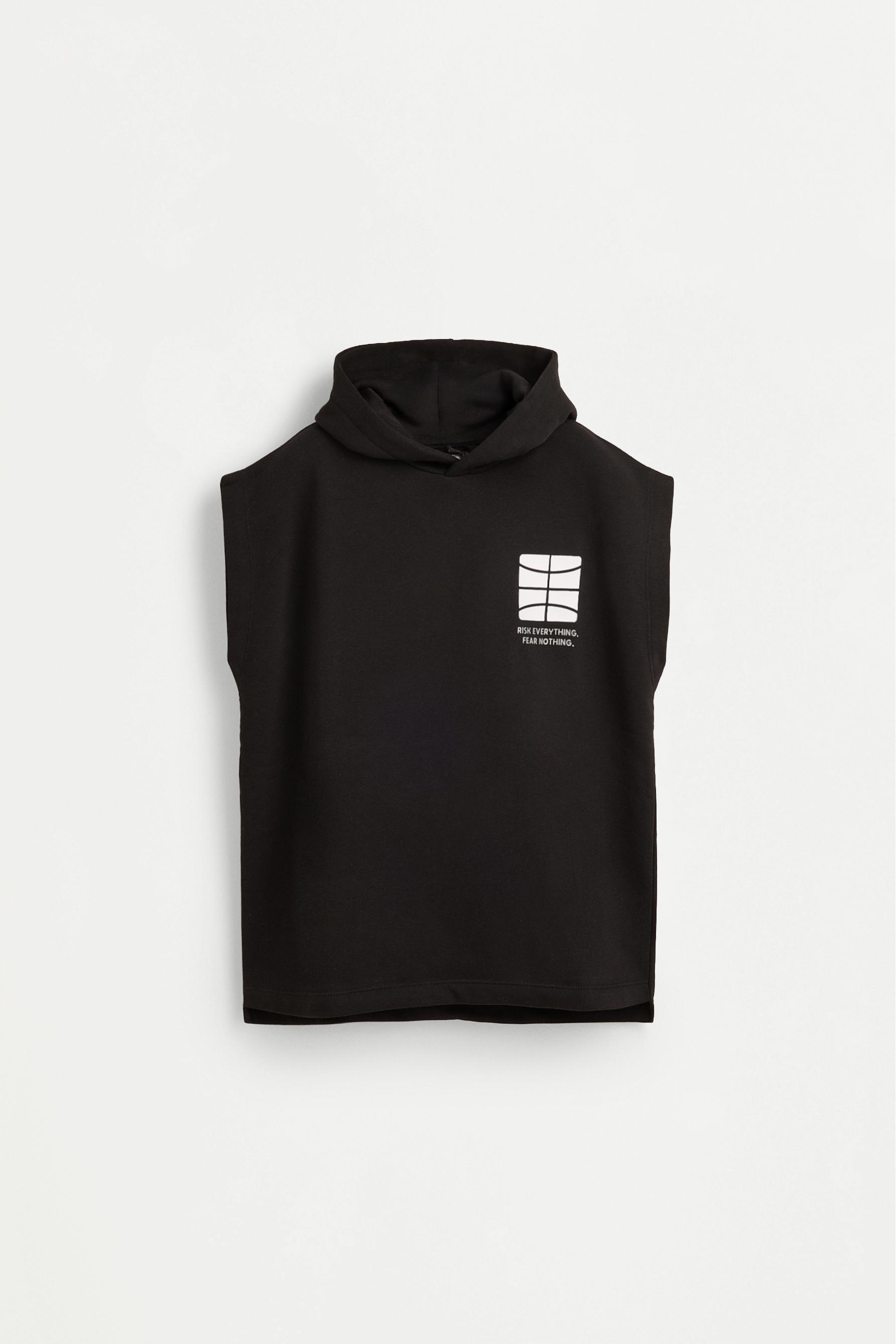 Sleeveless hoodie — BLACK