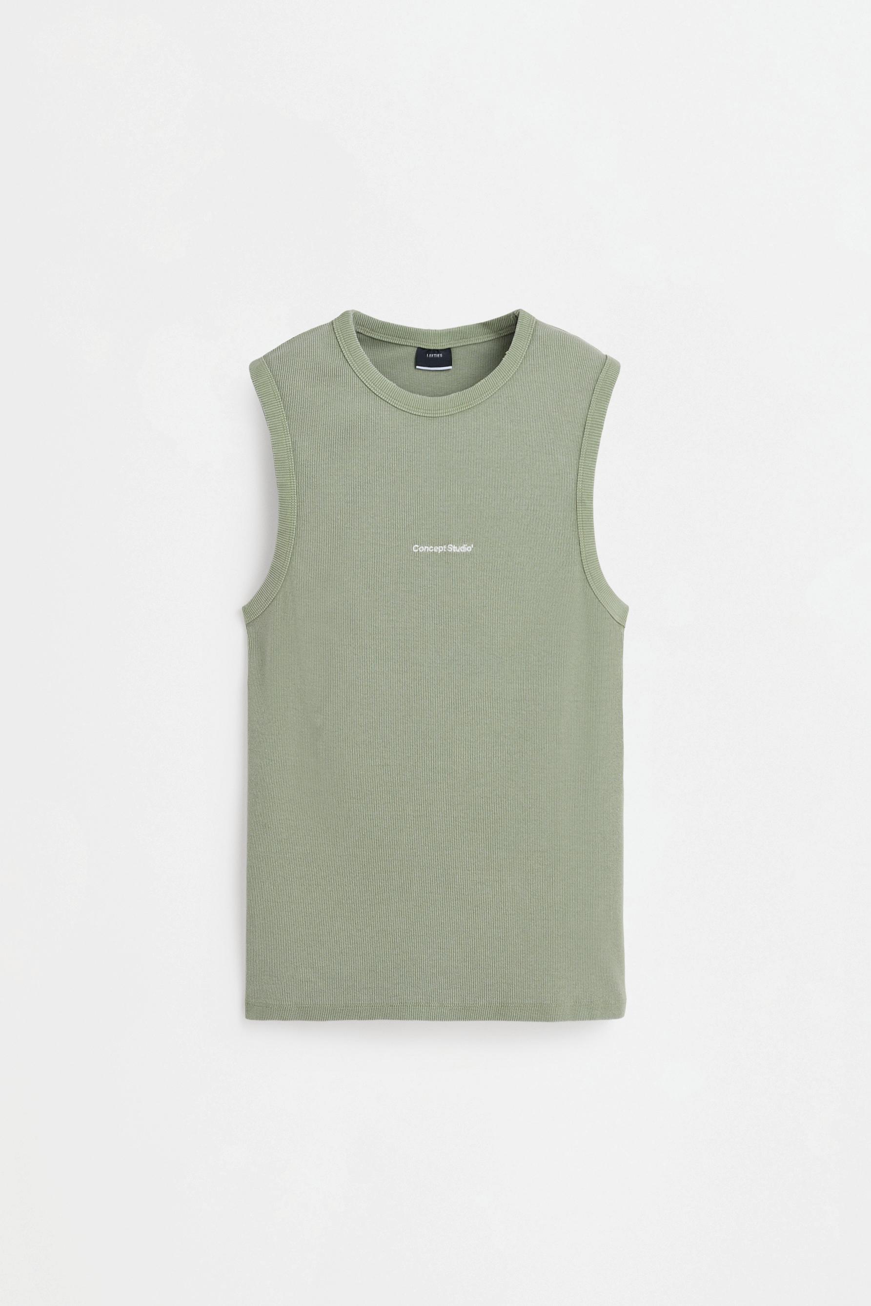Ribbed embroidered tank top — PISTACHIO GREEN