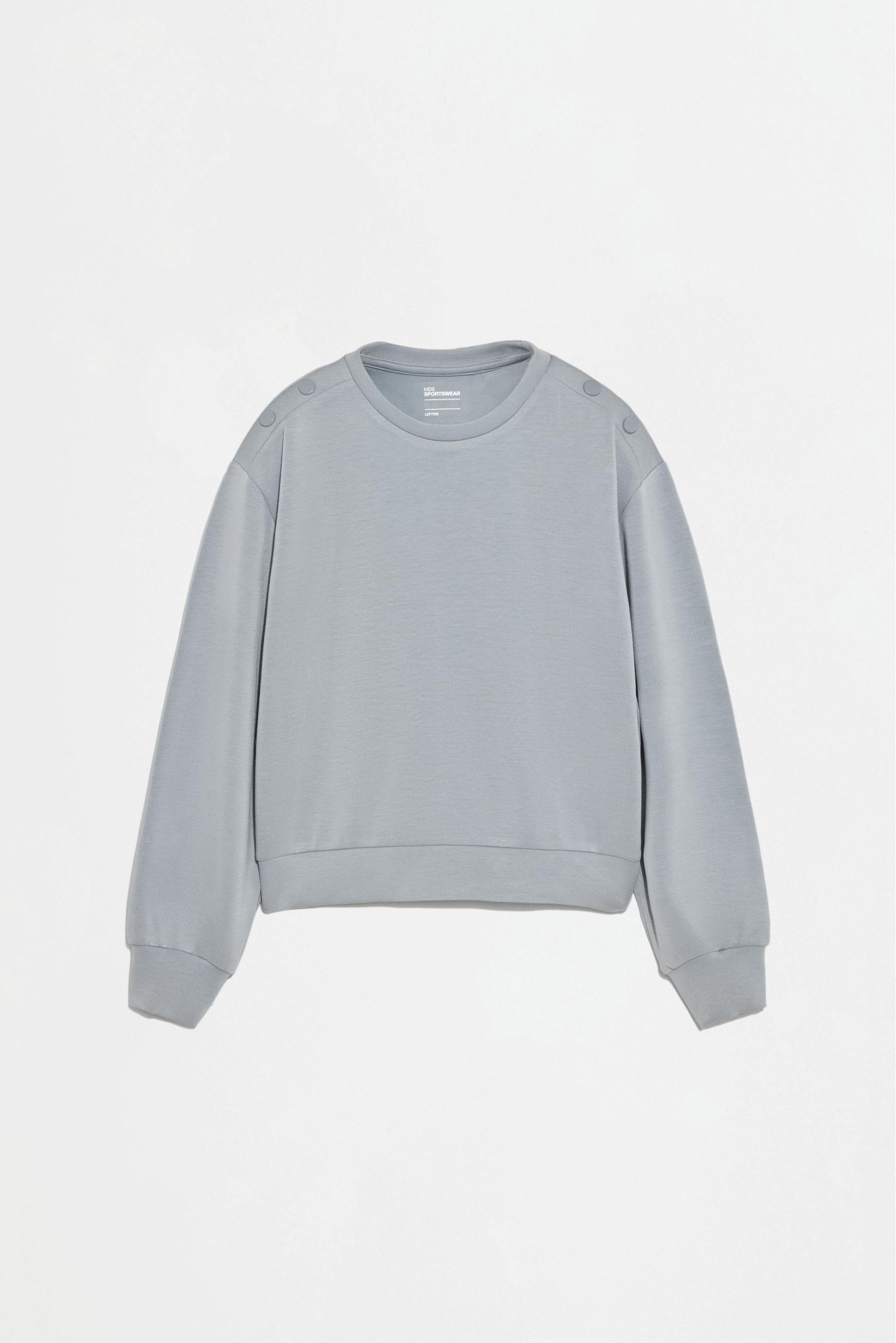 Viscose sweatshirt with buttons — SAGE GREEN