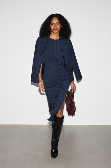 Midi dress with side slit — NAVY 4