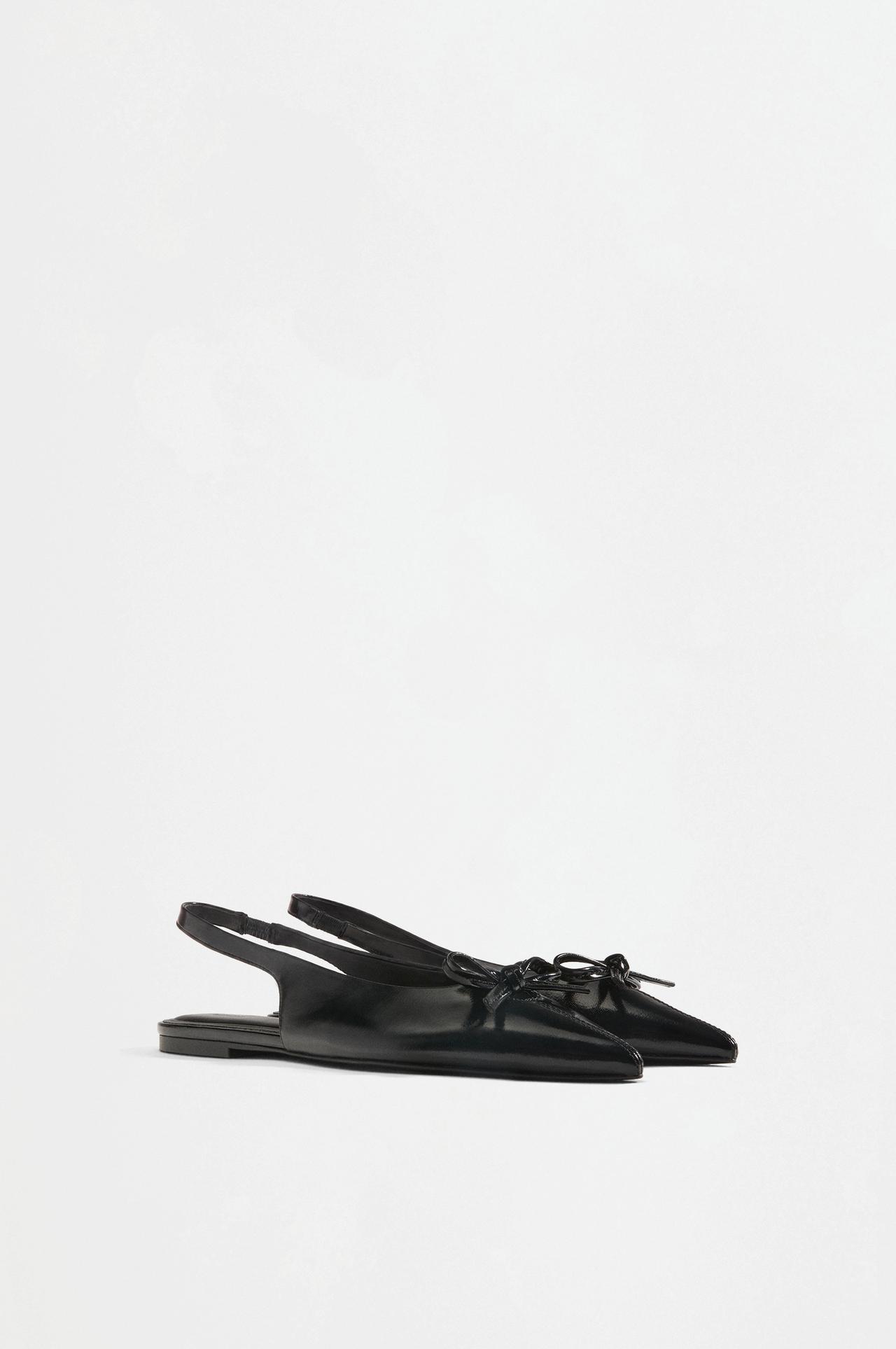 Backless bow ballet flats — BLACK