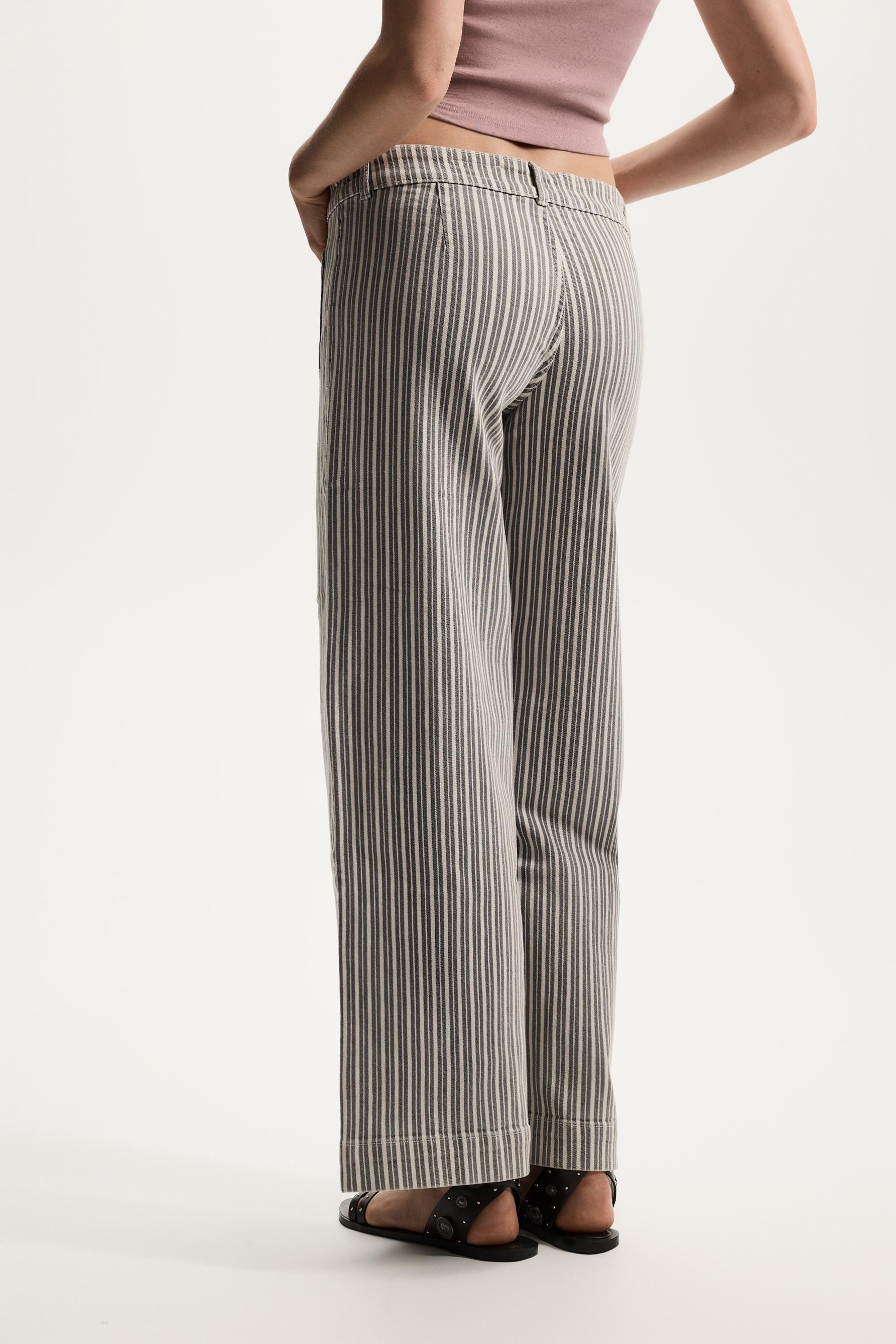 Striped culotte jeans — ECRU/BROWN