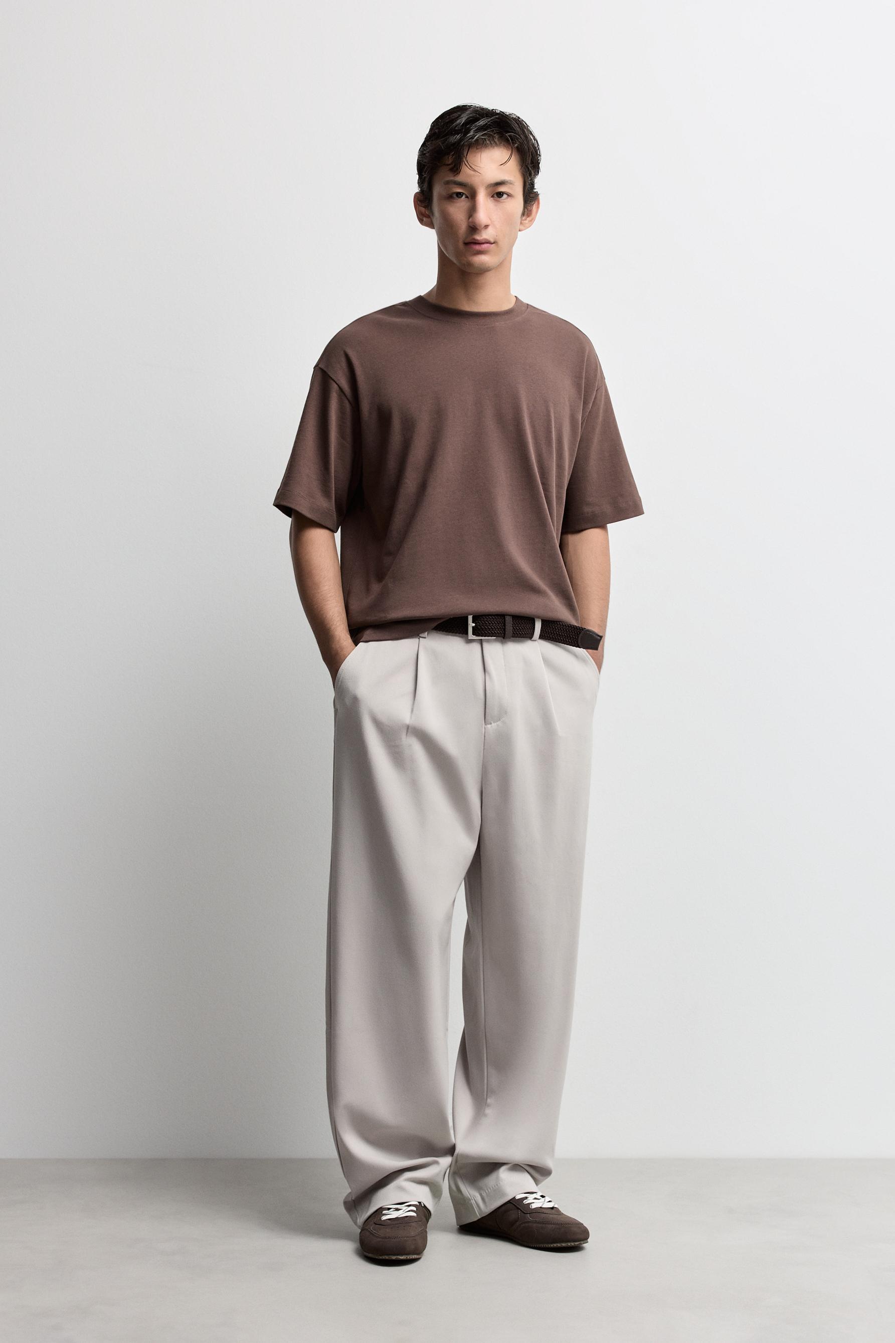 Boxy medium weight T-shirt — BROWN