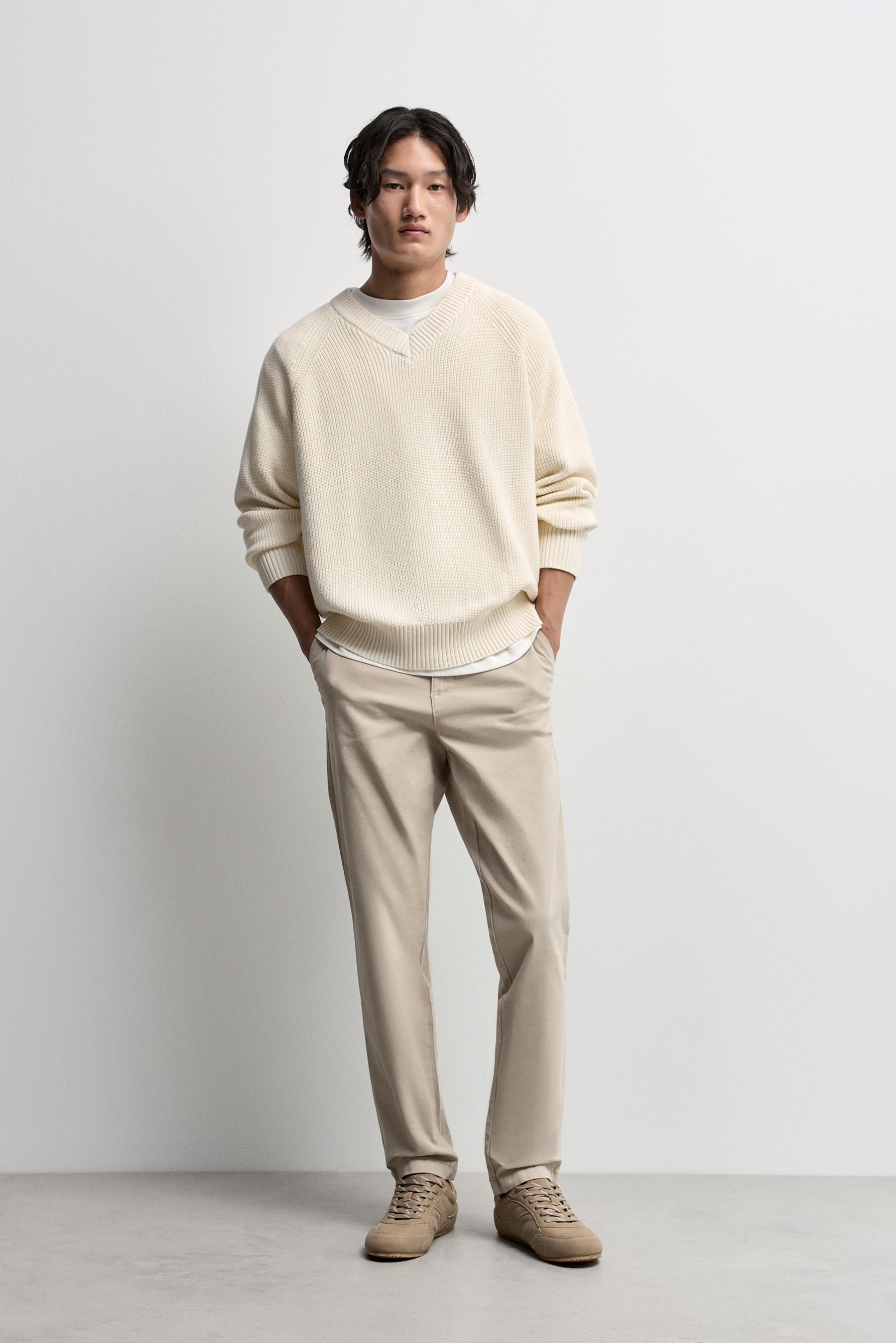 Skinny fit chino trousers — BEIGE