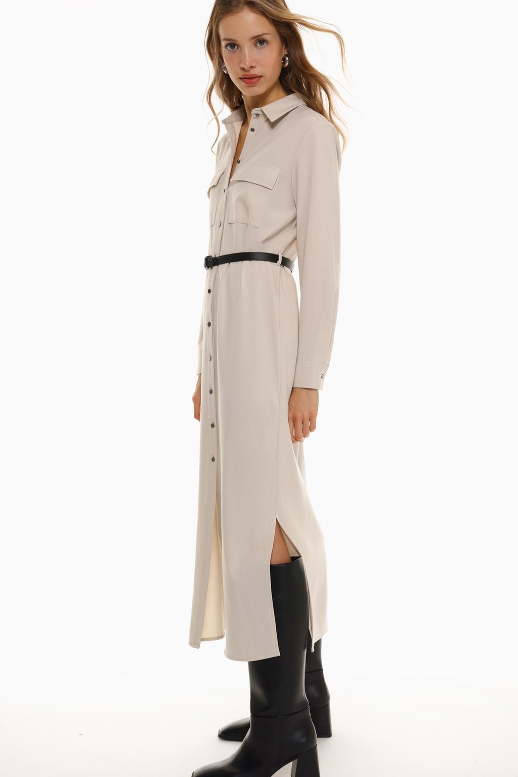 Belted shirt dress