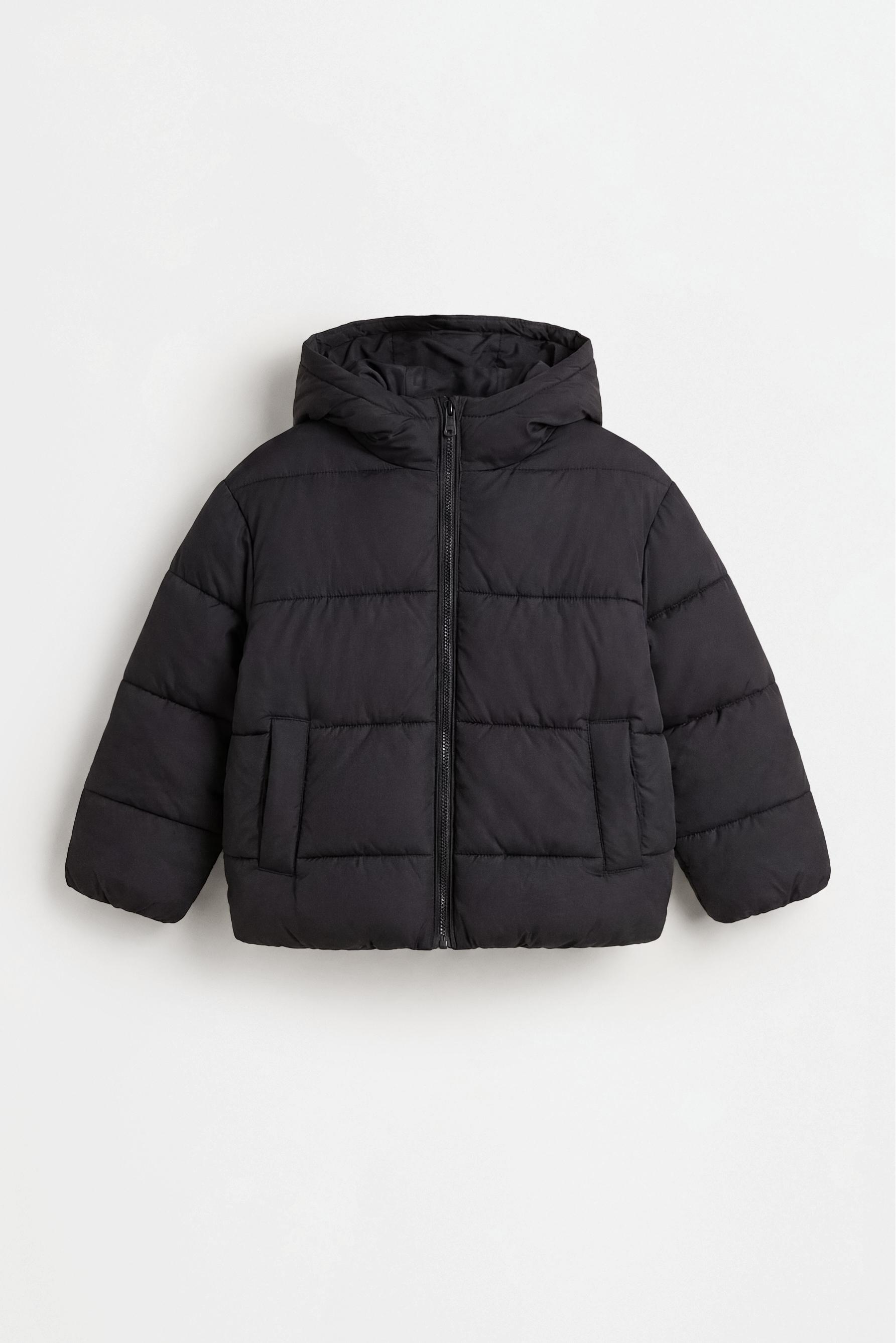 Hooded quilted jacket — BLACK