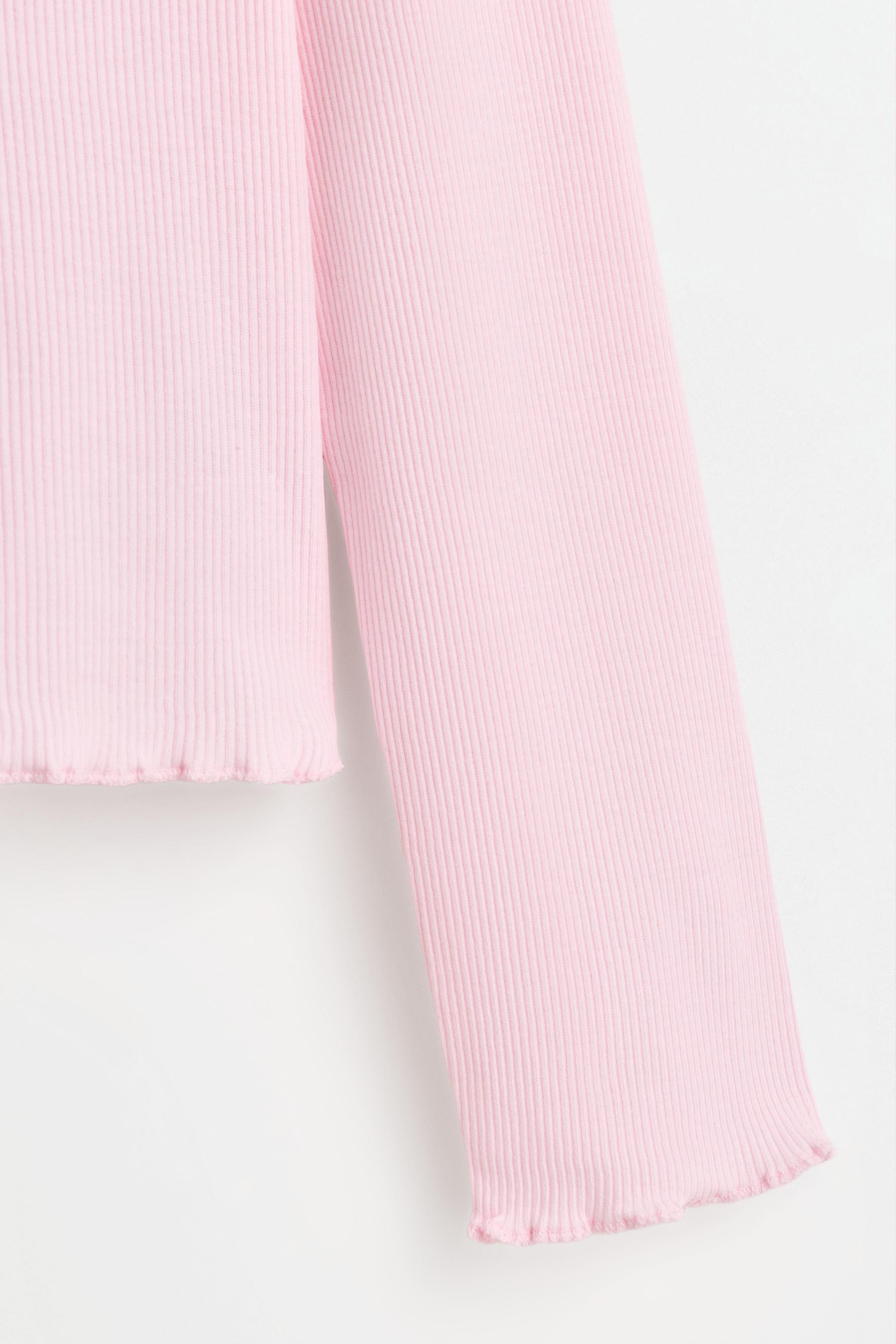 Ribbed Ruffle T-shirt — PASTEL PINK