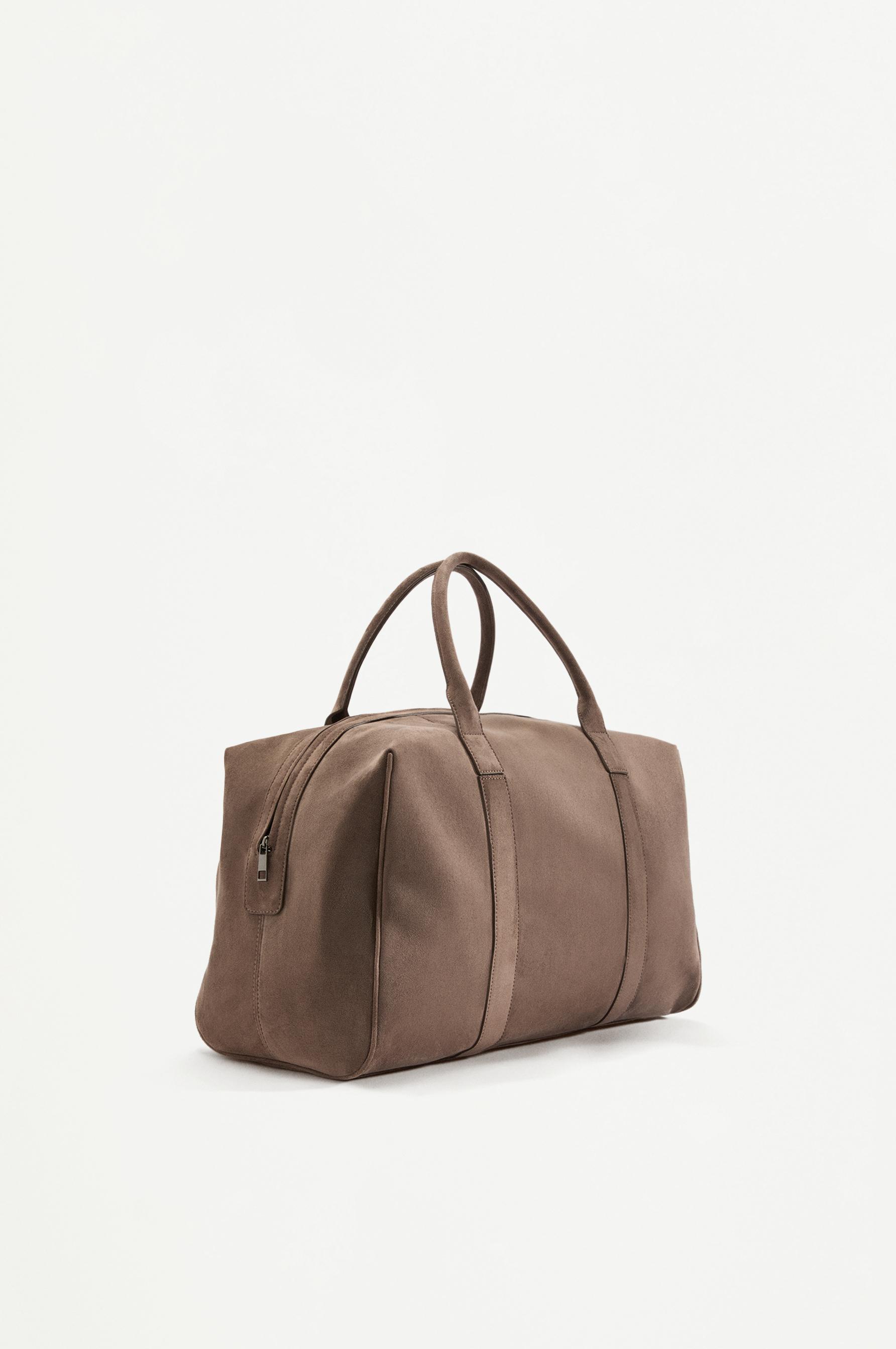 Split Suede Effect Bowling Bag EDITION — KHAKI