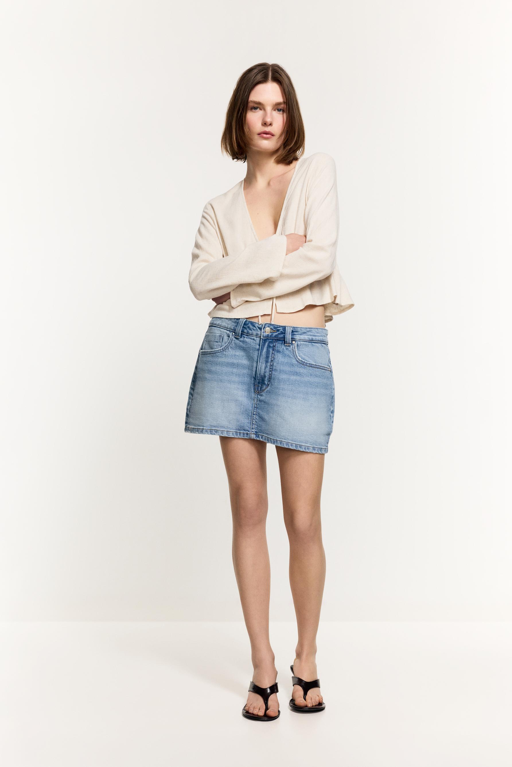Denim skort — PALE BLUE
