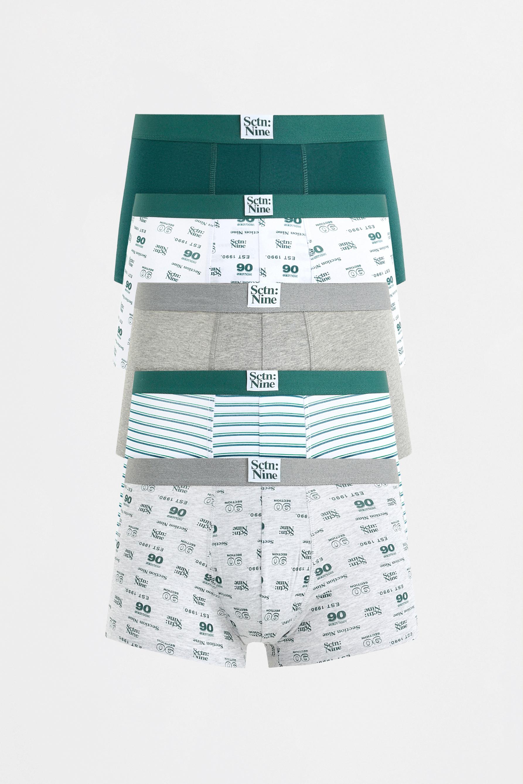 Mixed Boxer Briefs (5-Pack) — DARK GREEN