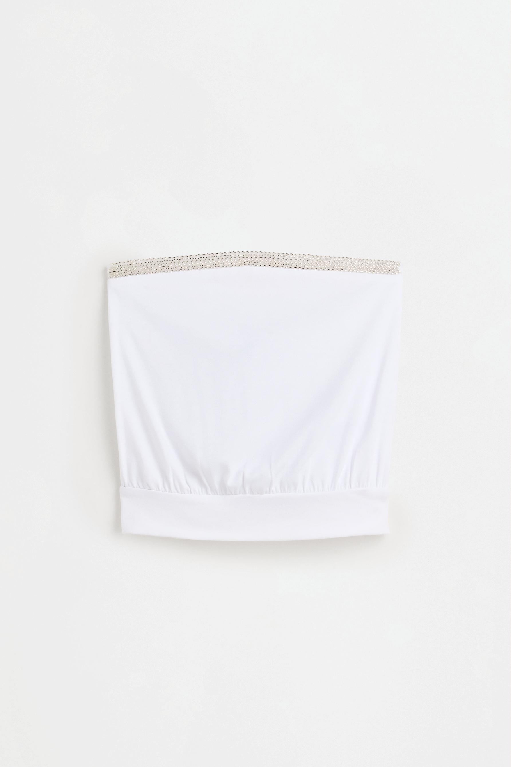 Rhinestone bandeau top — OFF WHITE
