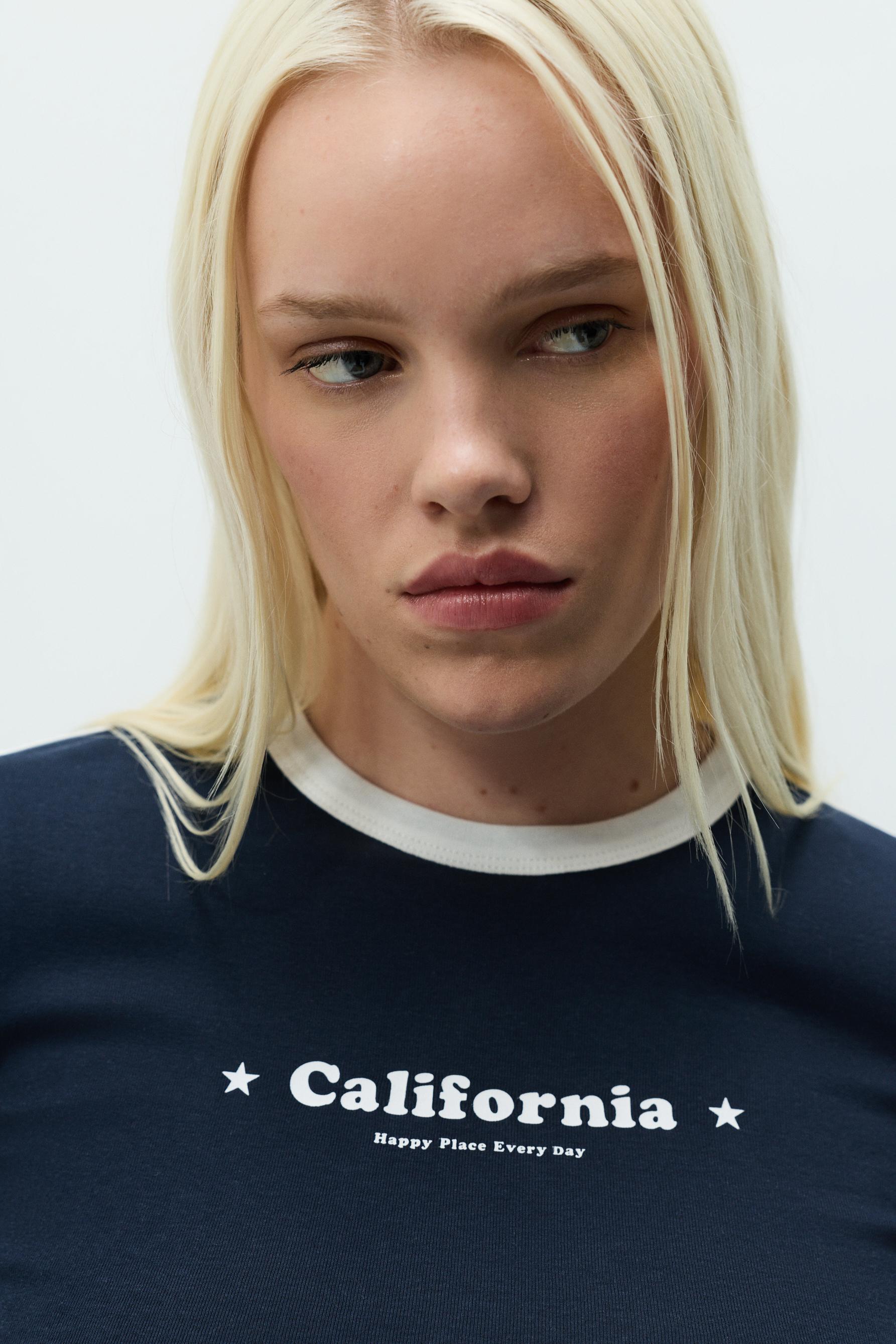 Printed T-shirt — NAVY