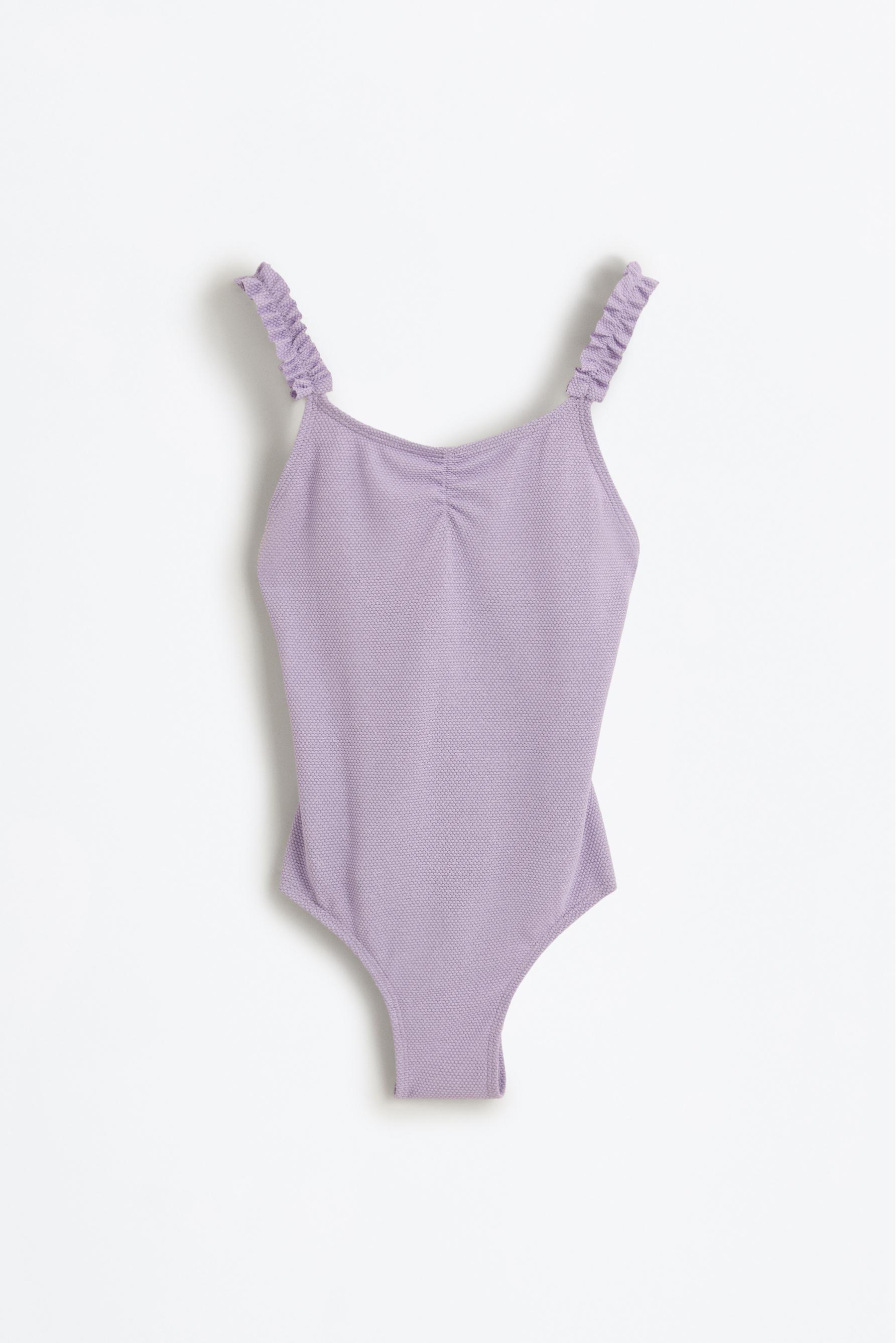 Shiny textured swimsuit — MAUVE
