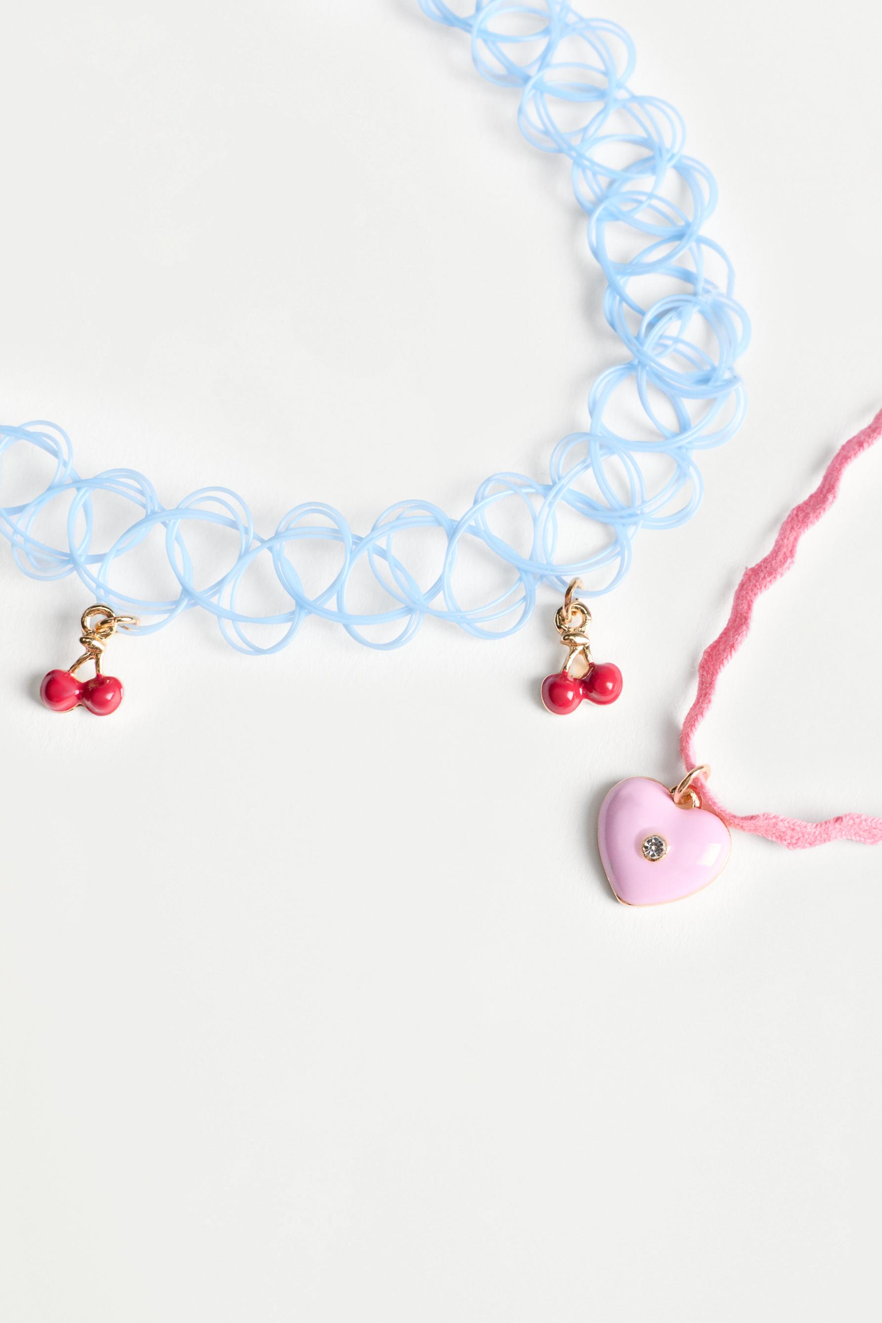 Heart and cherry choker set (2-pack) — BLUE